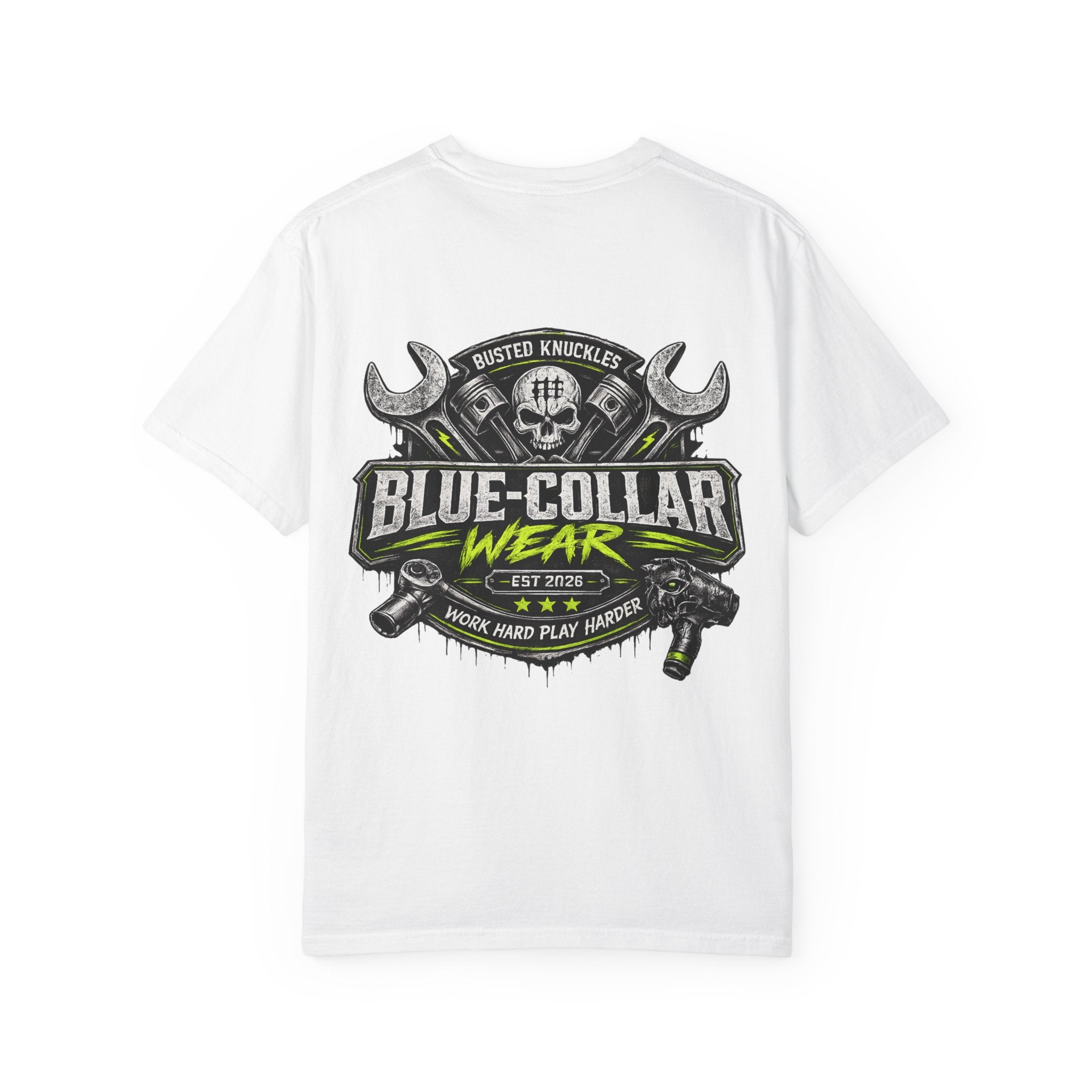 Blue-Collar Wear T-Shirt Mechanic – 'Work Hard Play Harder' Vintage Mechanics Tee