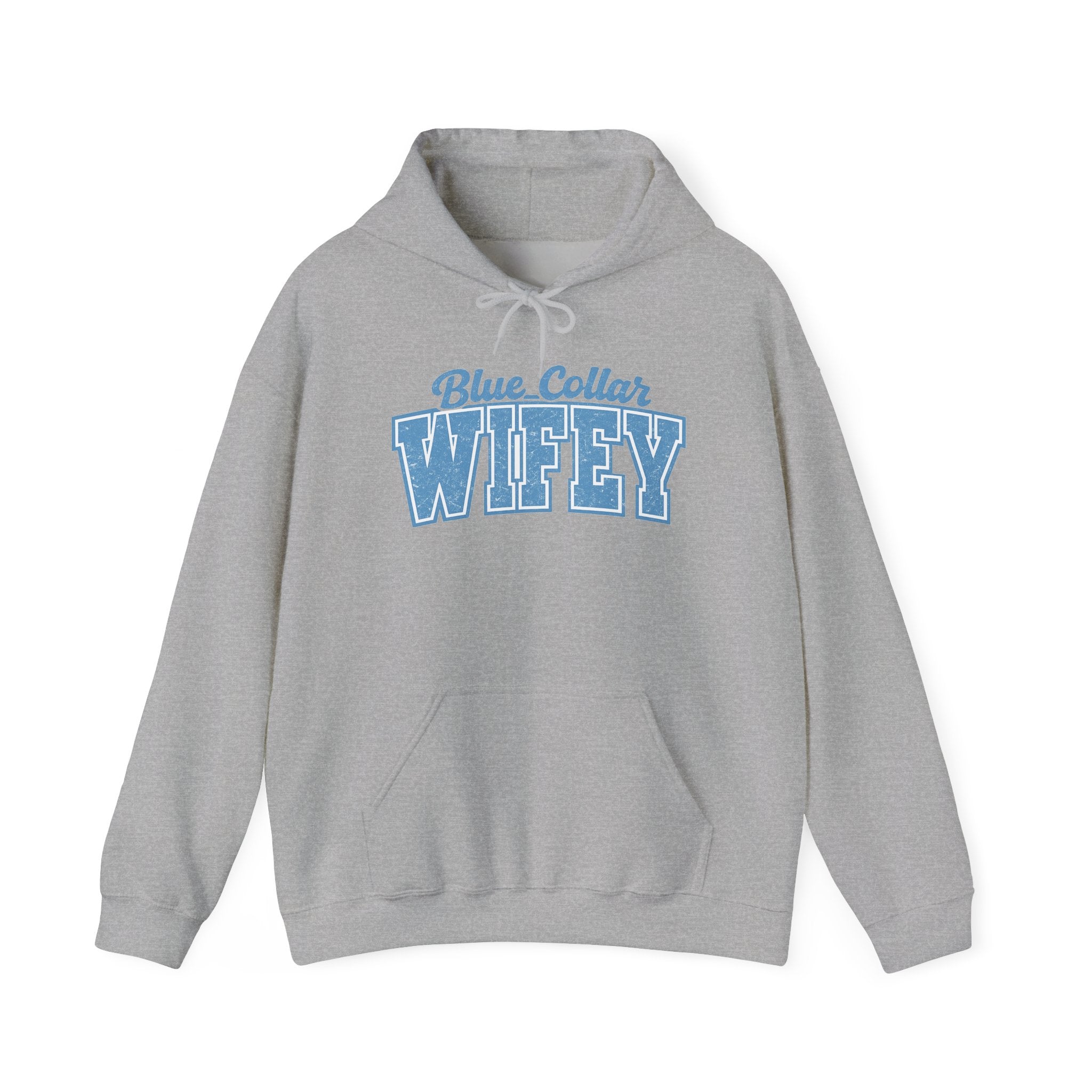 Blue Collar Wifey Hoodie – Retro Varsity Wife Sweatshirt