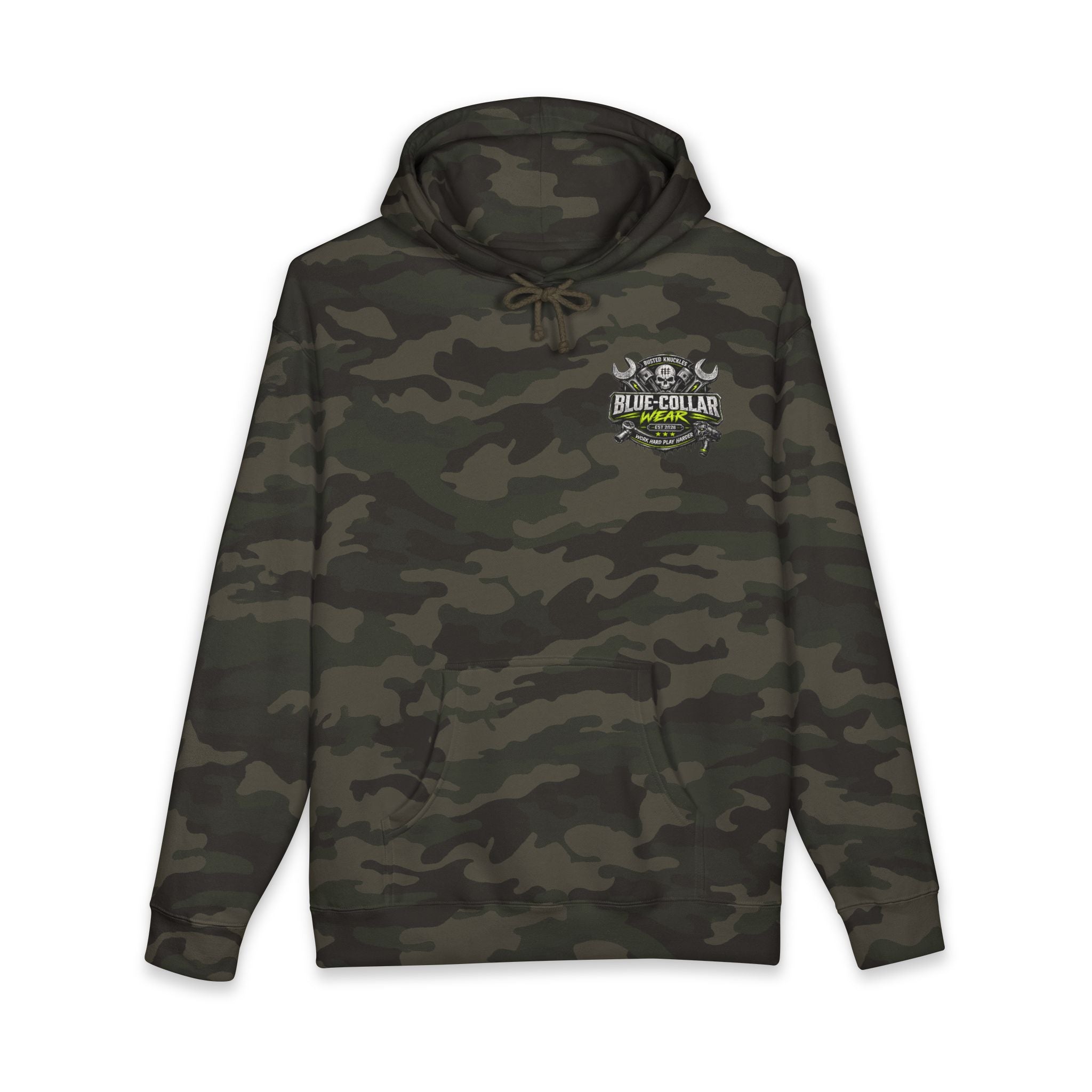 Blue-Collar Wear Hoodie Mechanic — "Blue-Collar Wear" Skull & Wrench Workwear Pullover
