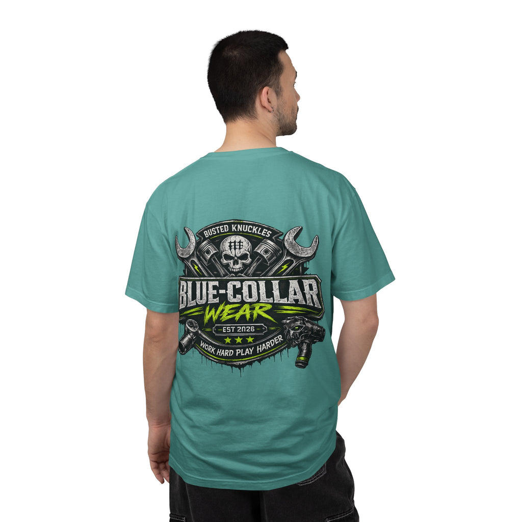 Blue-Collar Wear T-Shirt Mechanic – 'Work Hard Play Harder' Vintage Mechanics Tee