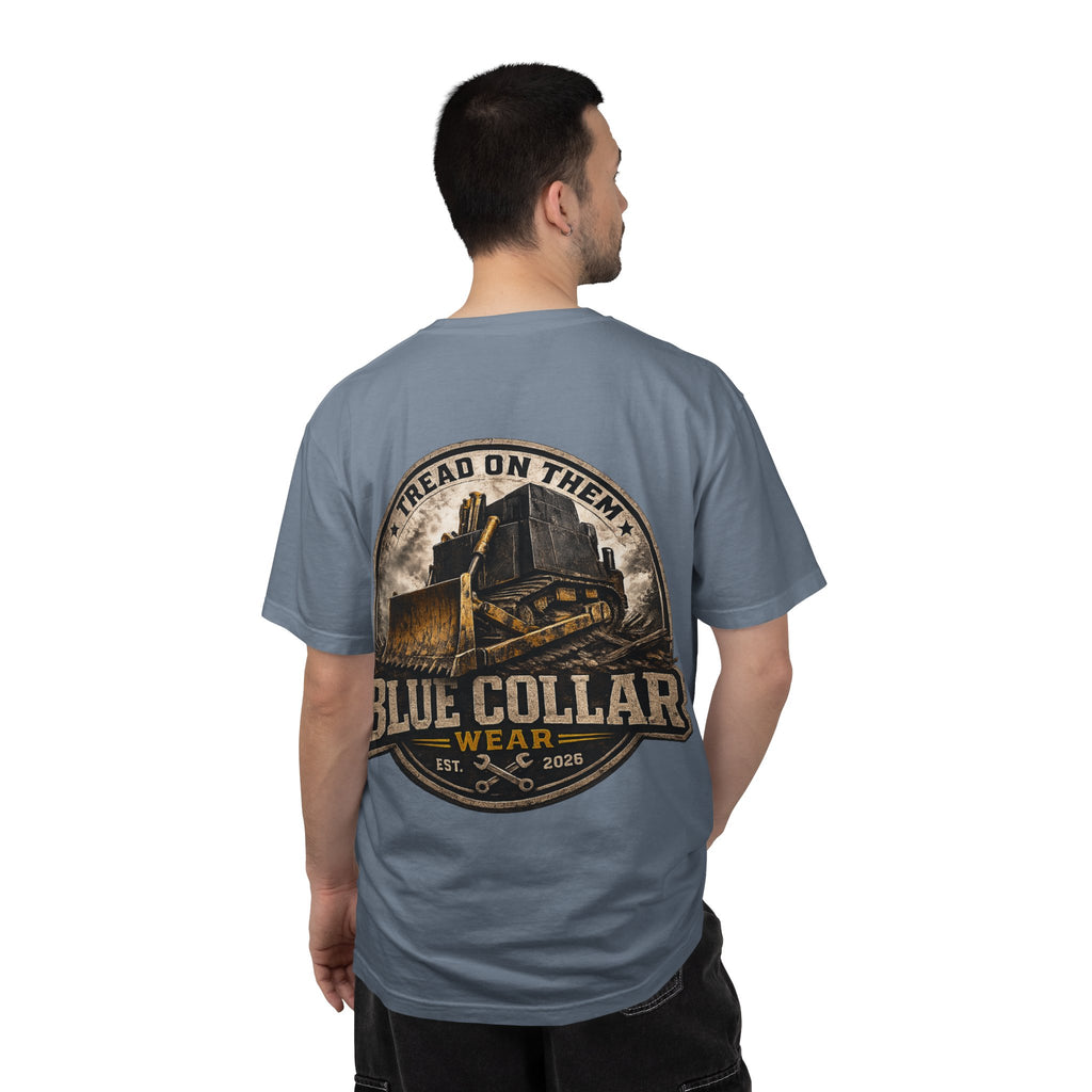 Blue Collar T-Shirt — "Tread On Them" Bulldozer Workwear Tee