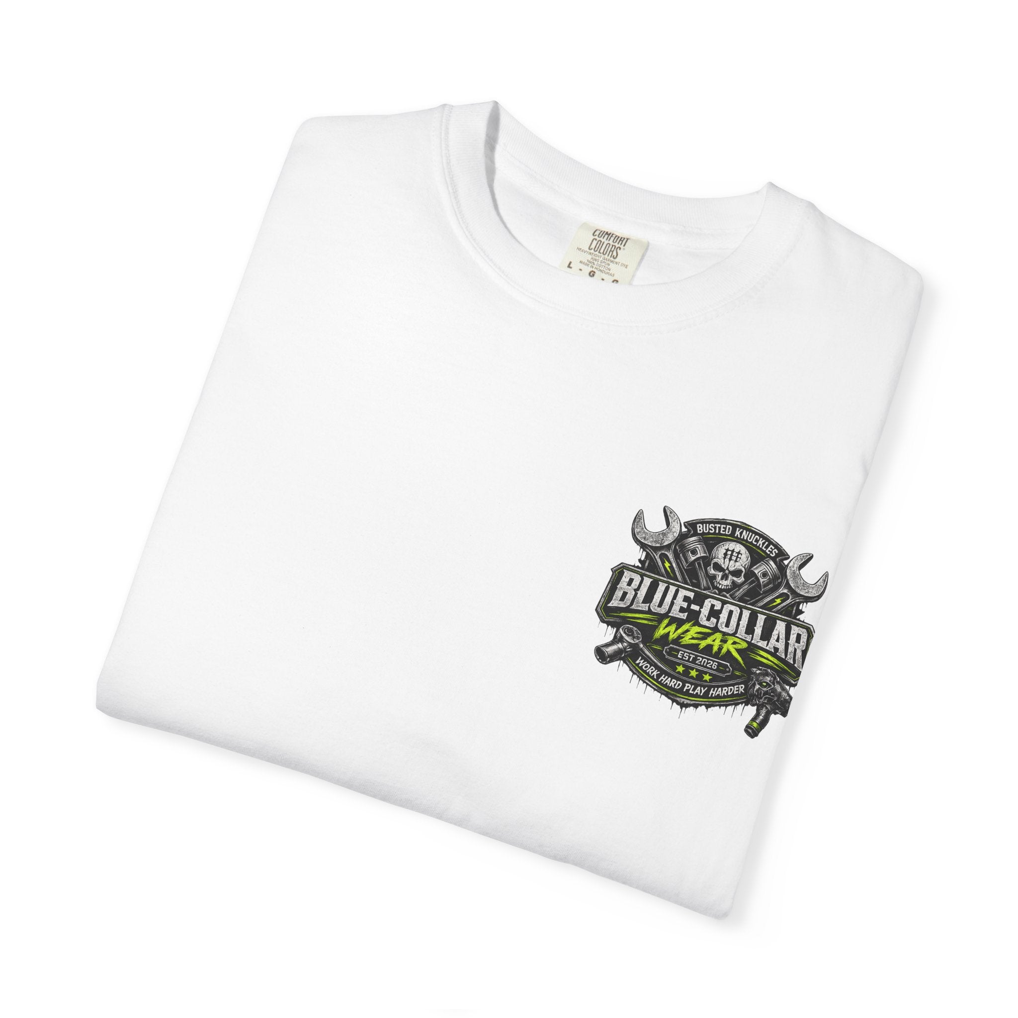 Blue-Collar Wear T-Shirt Mechanic — "Busted Knuckles" Workwear Graphic