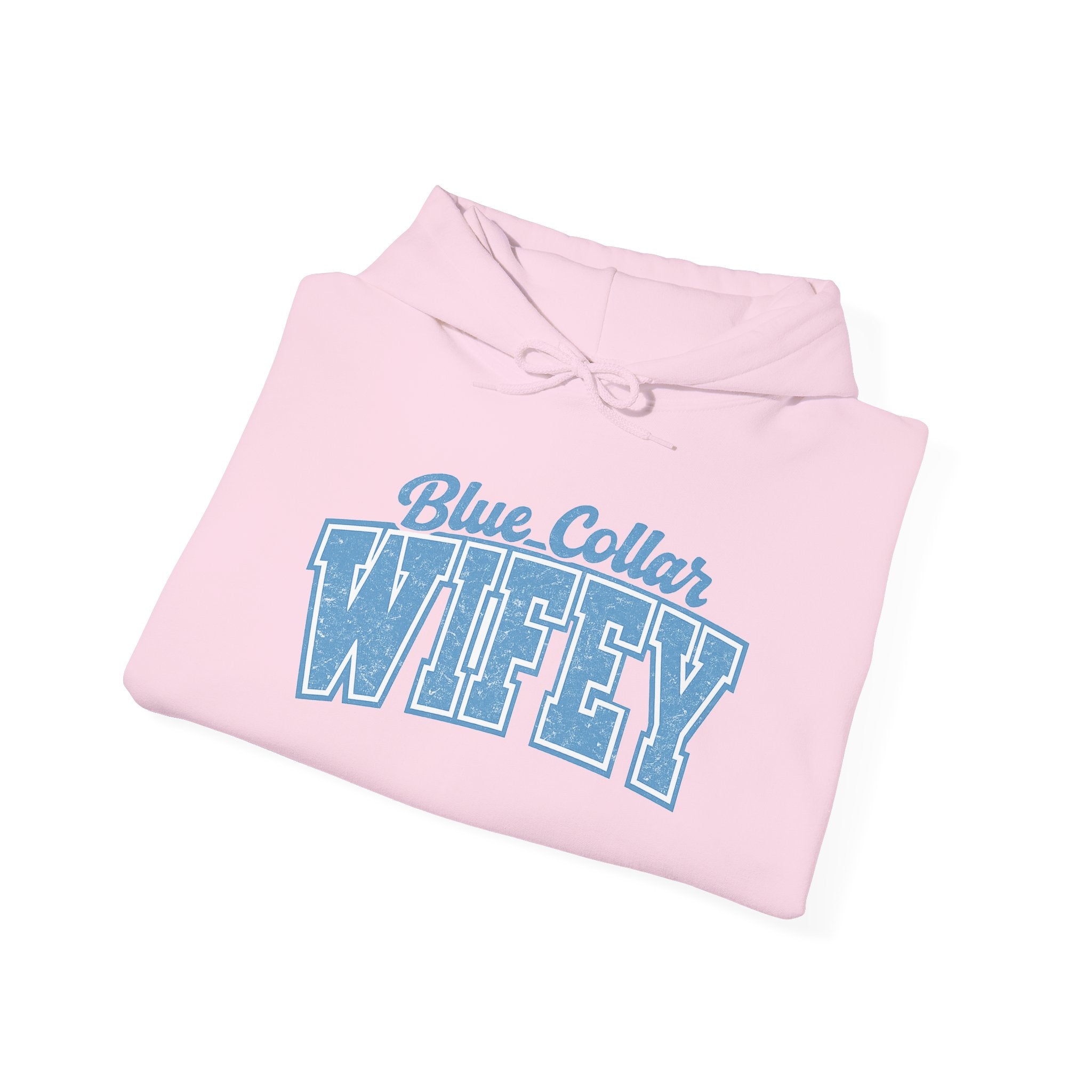 Blue Collar Wifey Hoodie – Retro Varsity Wife Sweatshirt