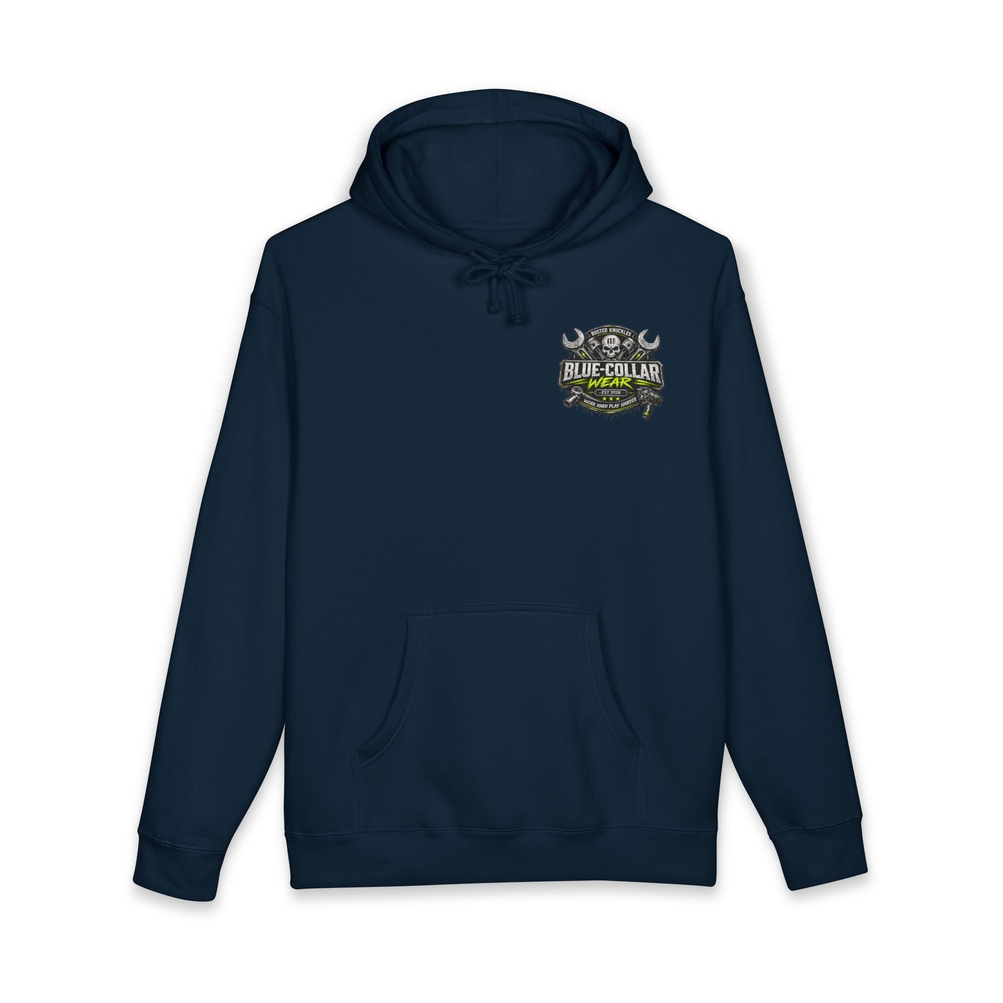 Blue-Collar Wear Hoodie Mechanic — "Blue-Collar Wear" Skull & Wrench Workwear Pullover