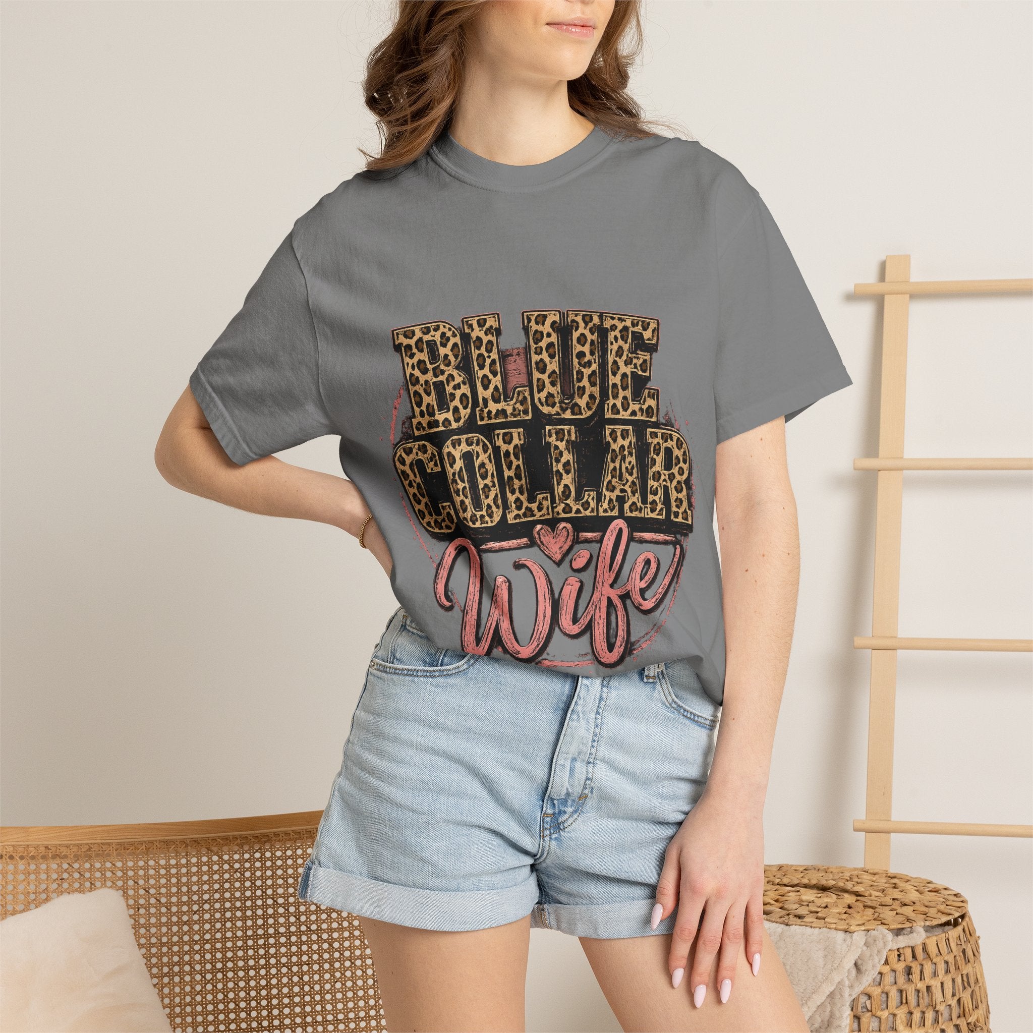Blue Collar Wife T-Shirt — Leopard Print "Blue Collar Wife" Graphic Tee