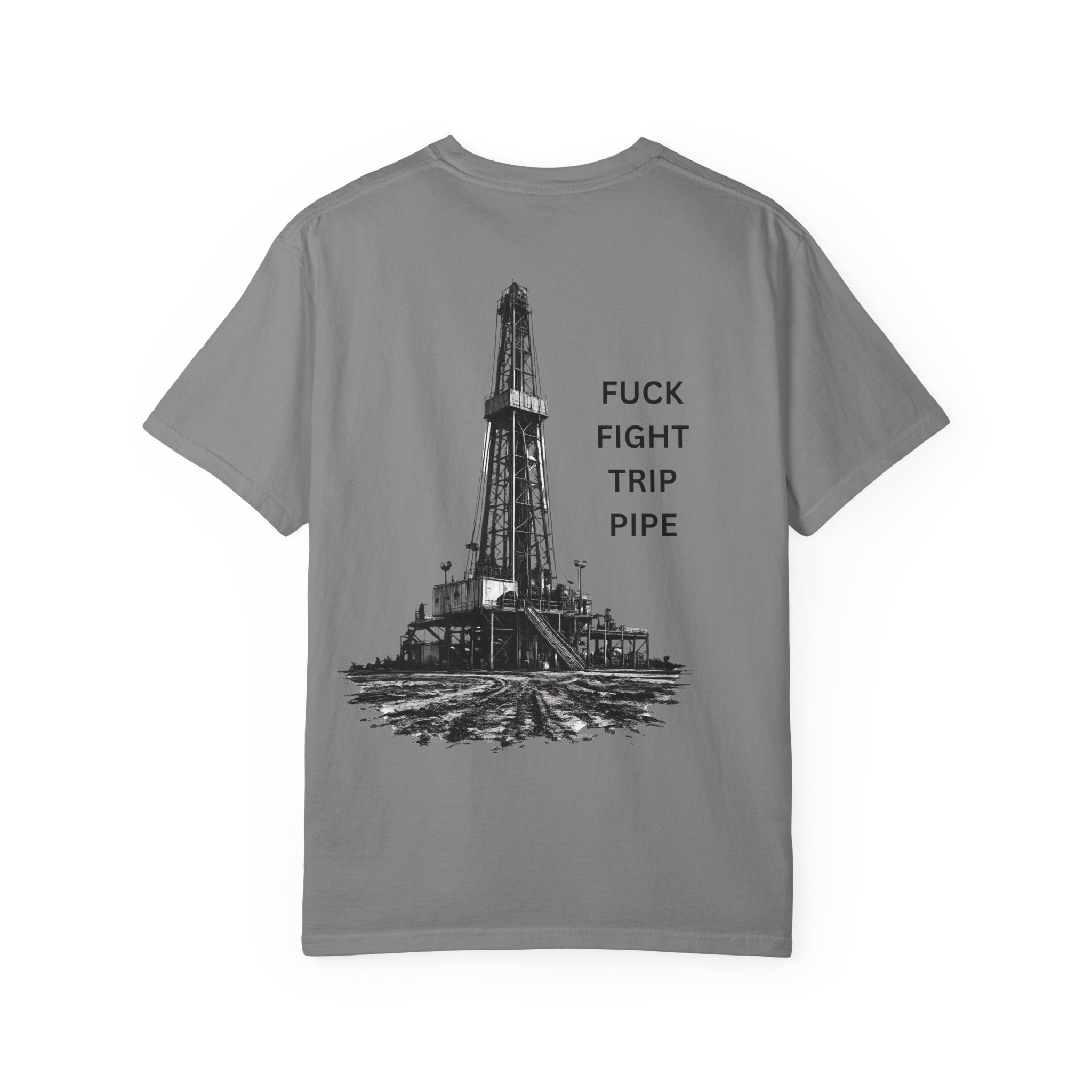 Oil Rig Illustration T-shirt | Fuck Fight Trip Pipe