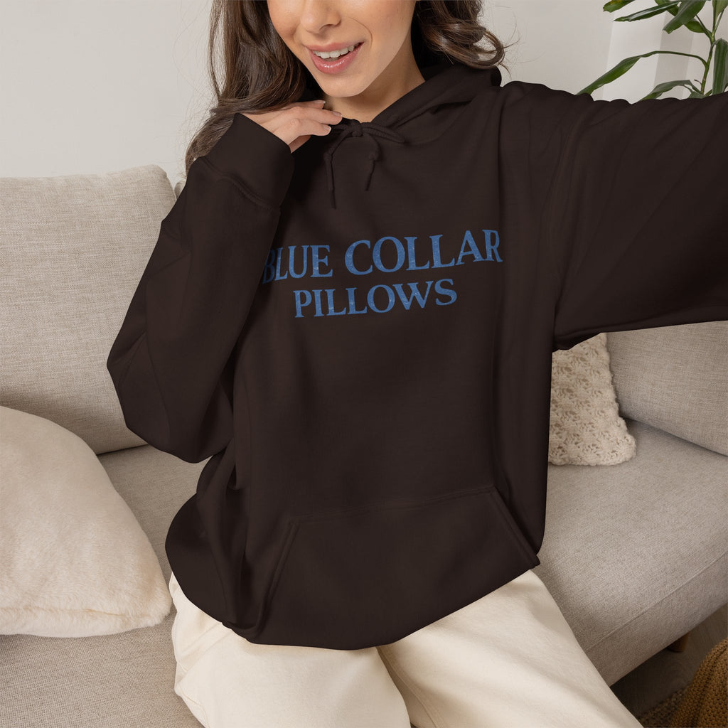 Blue Collar Pillows Hoodie — Minimalist Workwear-Inspired Pullover