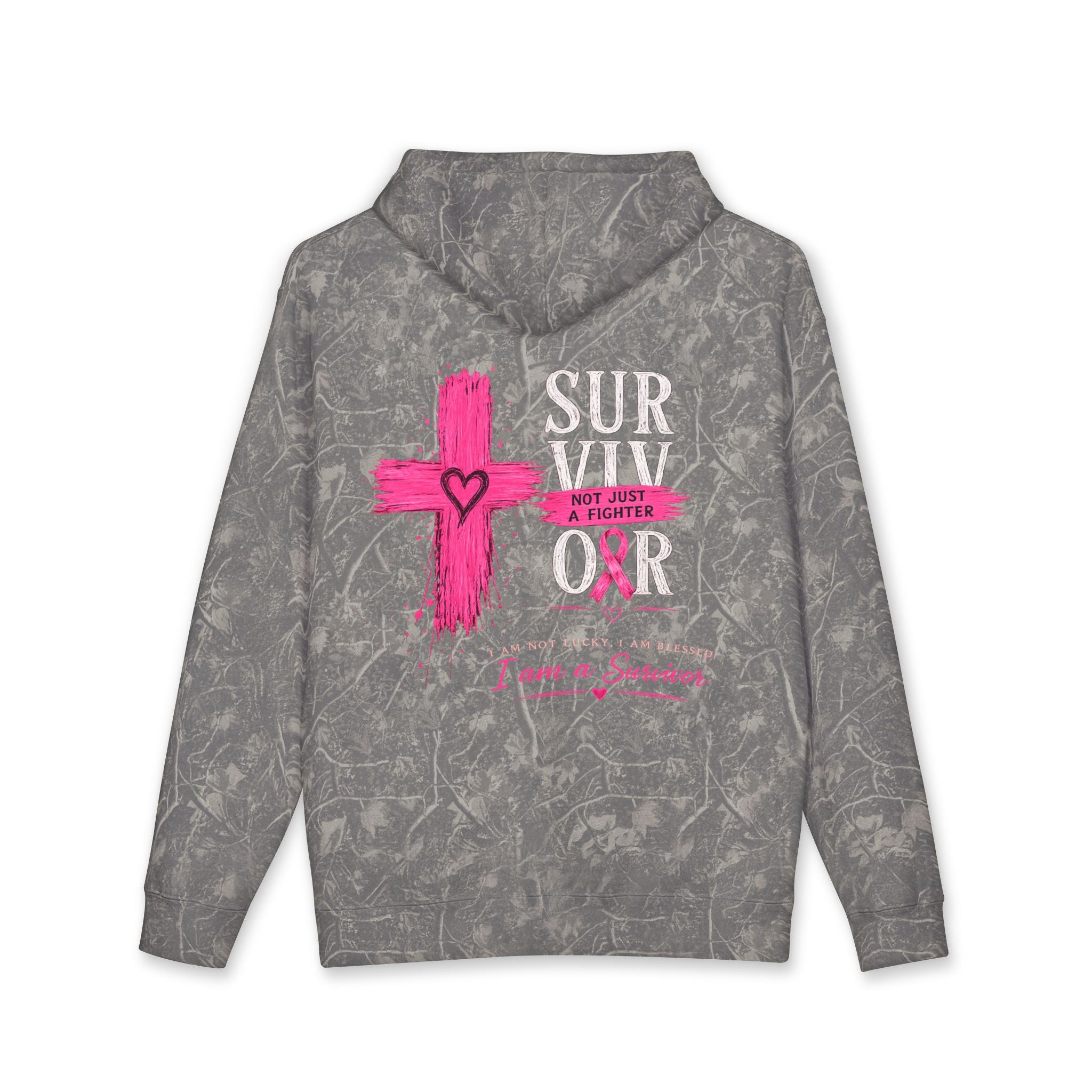 Breast Cancer Survivor Hoodie – 'Survivor, Not Just A Fighter' Pink Ribbon Pullover
