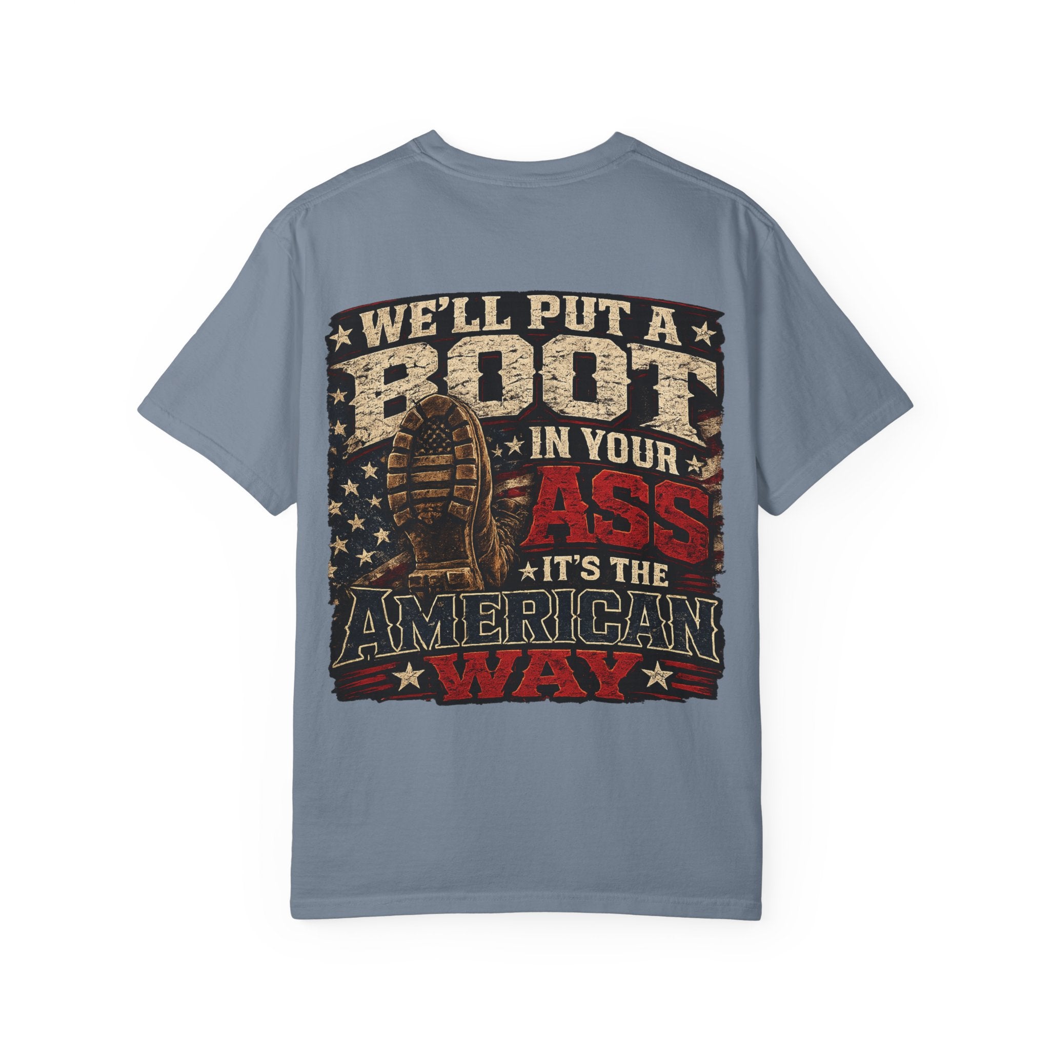 American Boot In Your Ass T-Shirt — 'Blue Collar' Patriotic Workwear Tee