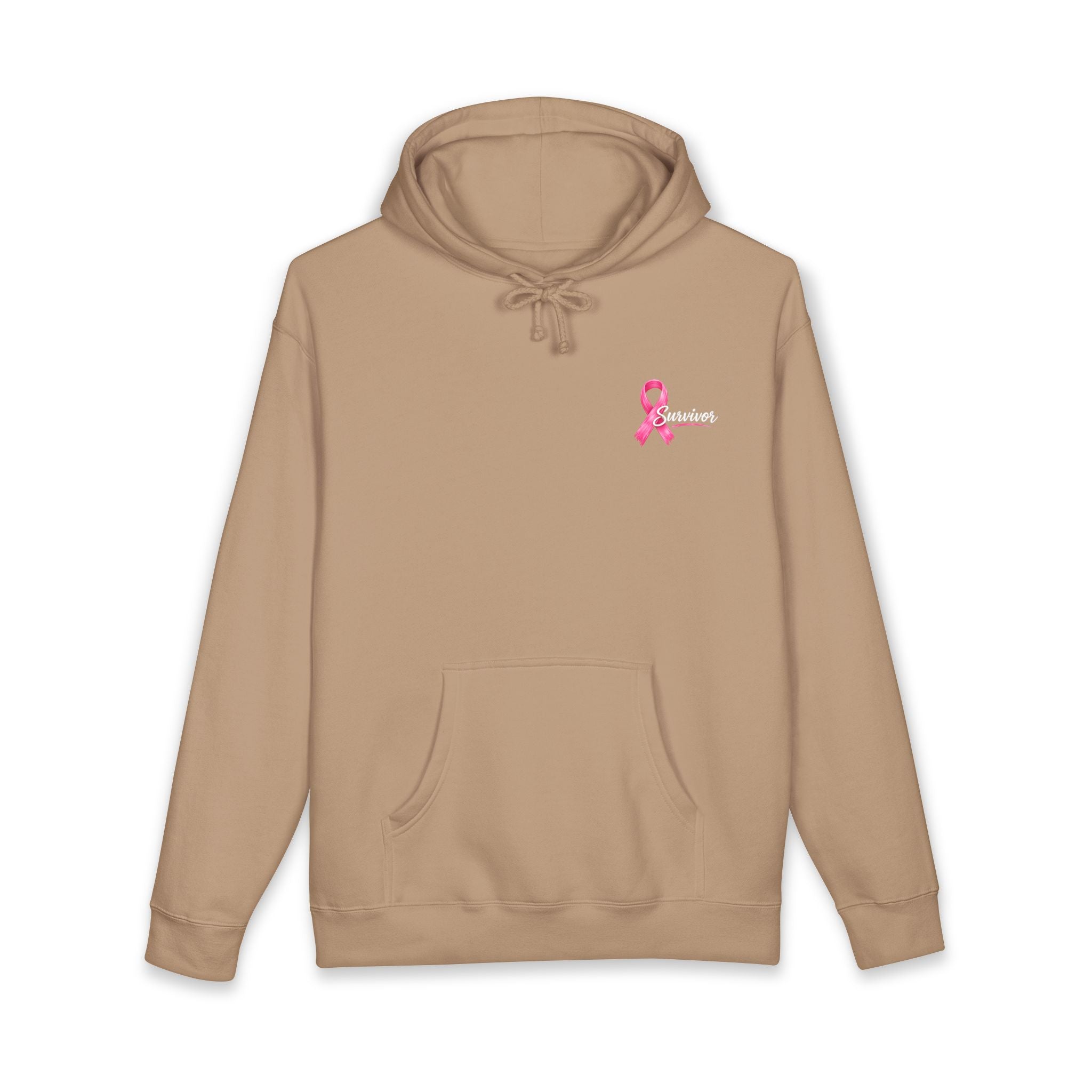 Breast Cancer Survivor Hoodie – 'Survivor, Not Just A Fighter' Pink Ribbon Pullover