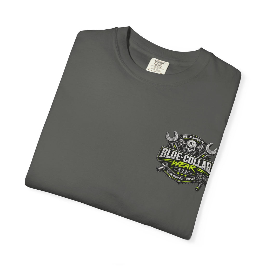 Blue-Collar Wear T-Shirt Mechanic – 'Work Hard Play Harder' Vintage Mechanics Tee