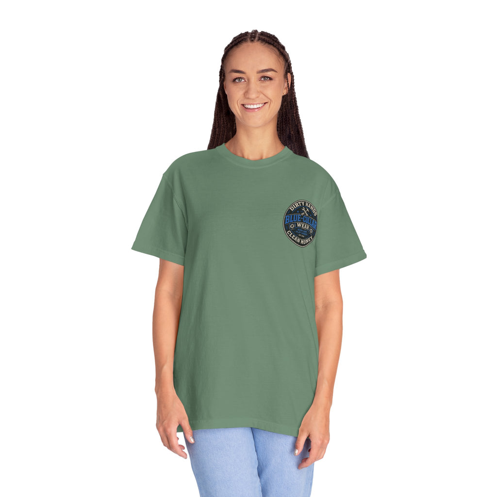 Blue-Collar T-Shirt — "Dirty Hands, Clean Money" Workwear Graphic Tee