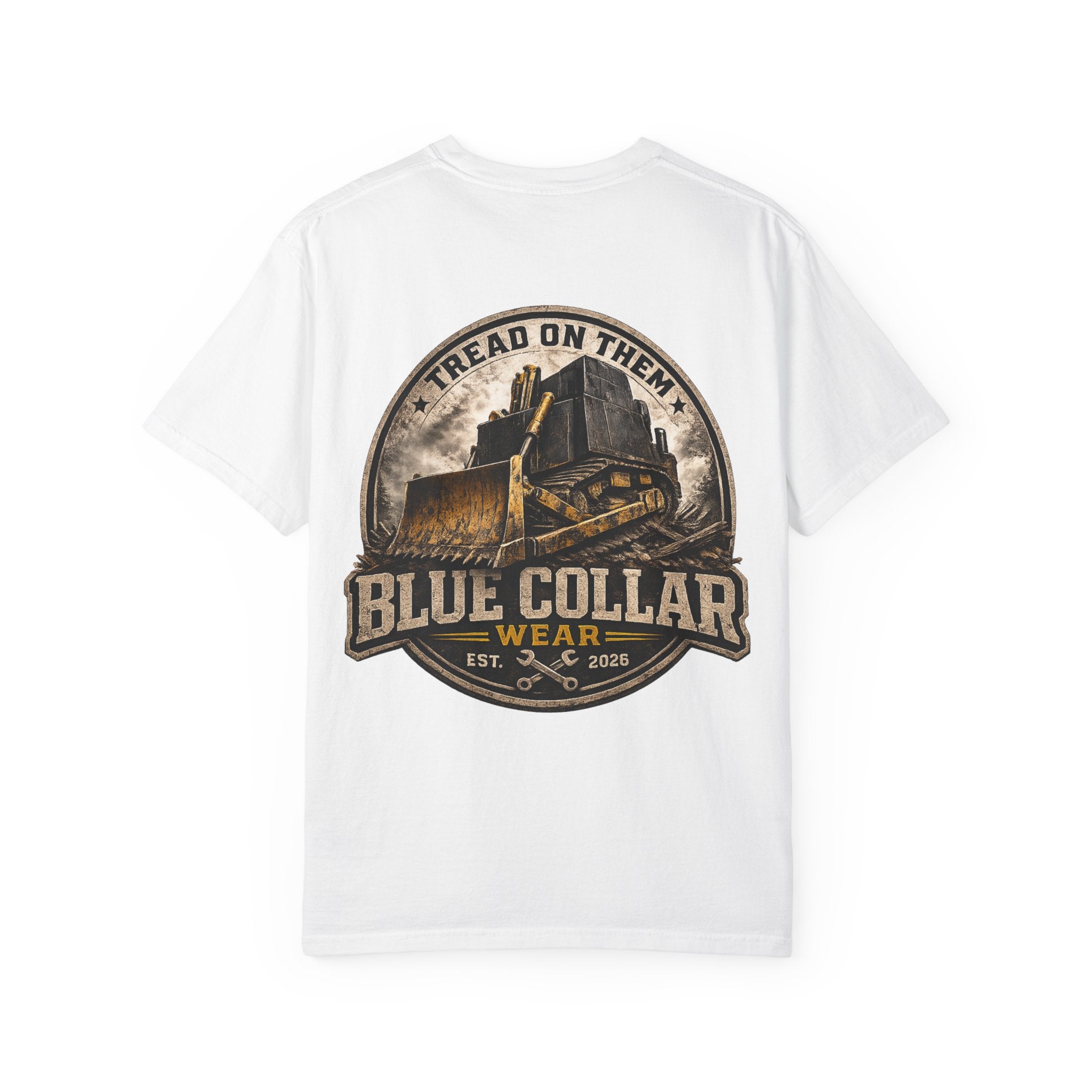 Blue Collar T-Shirt — "Tread On Them" Bulldozer Workwear Tee