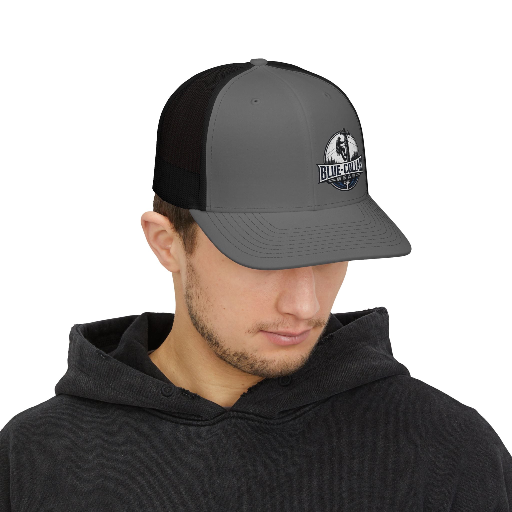 Blue-Collar Trucker Cap – Embroidered Workwear Snapback