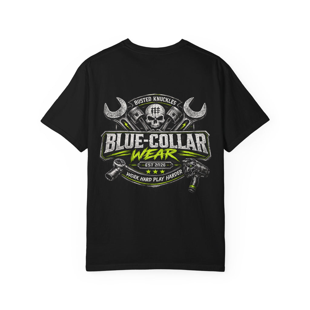 Blue-Collar Wear T-Shirt Mechanic – 'Work Hard Play Harder' Vintage Mechanics Tee
