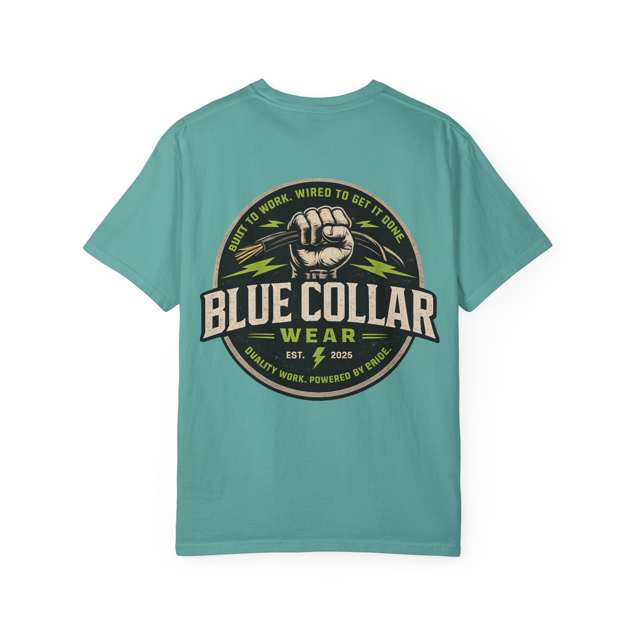 Blue Collar Wear T‑Shirt — Workwear Graphic Tee (“Blue Collar” Fist Logo)