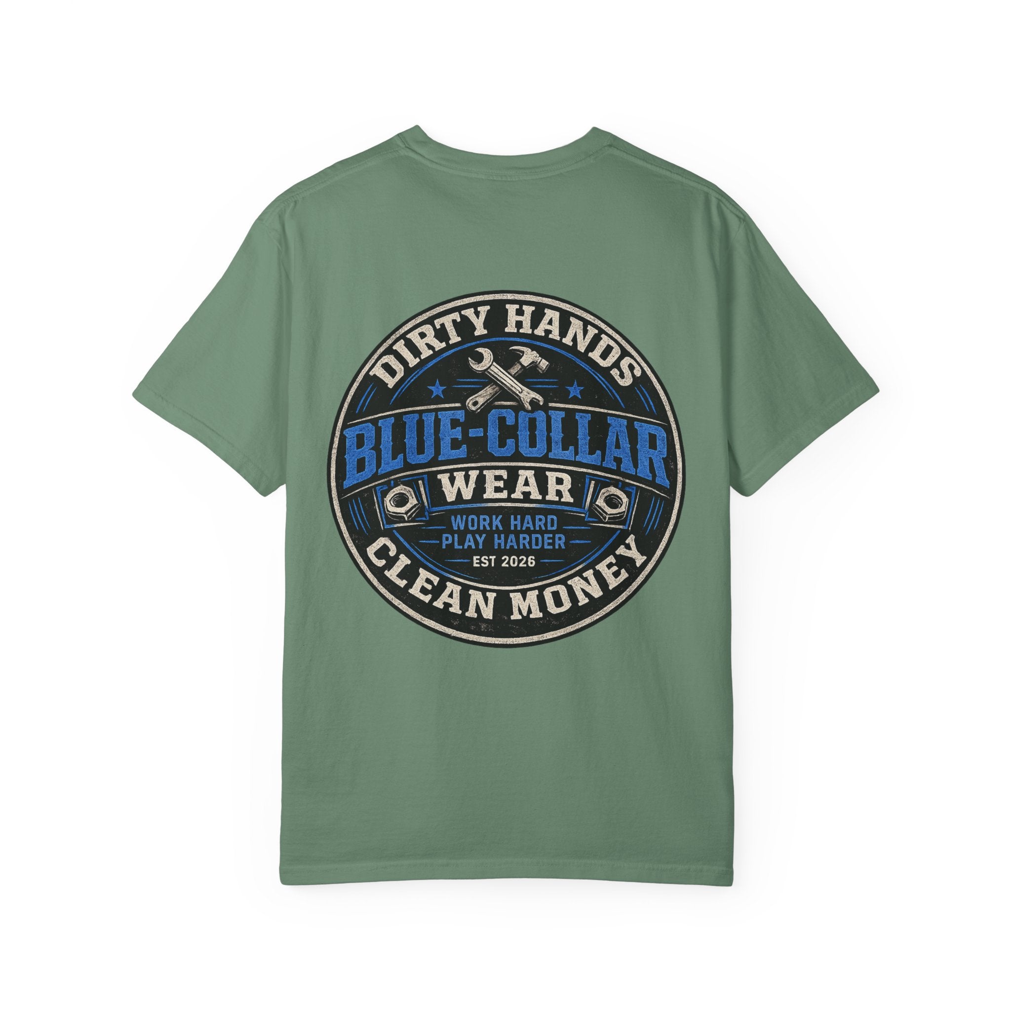 Blue-Collar T-Shirt — "Dirty Hands, Clean Money" Workwear Graphic Tee