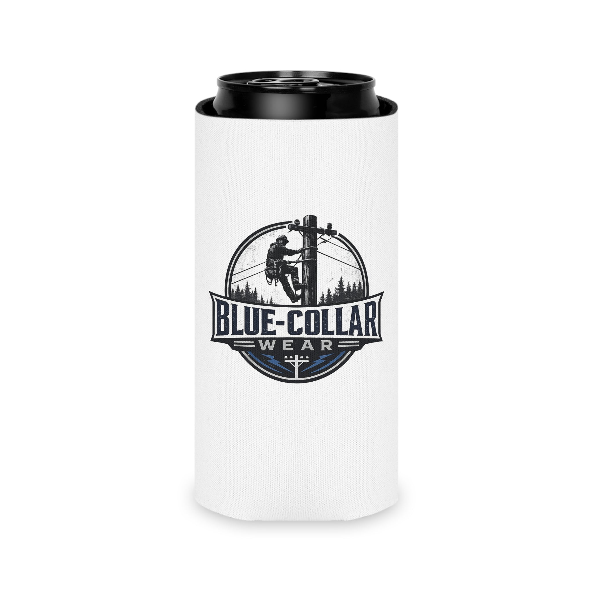 Blue-Collar Wear KOOZIE — Lineman Logo Beer Koozie
