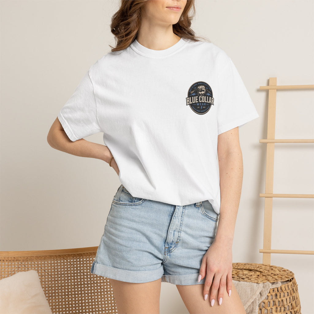 Blue Collar T-Shirt — Retro Workwear Fist Logo