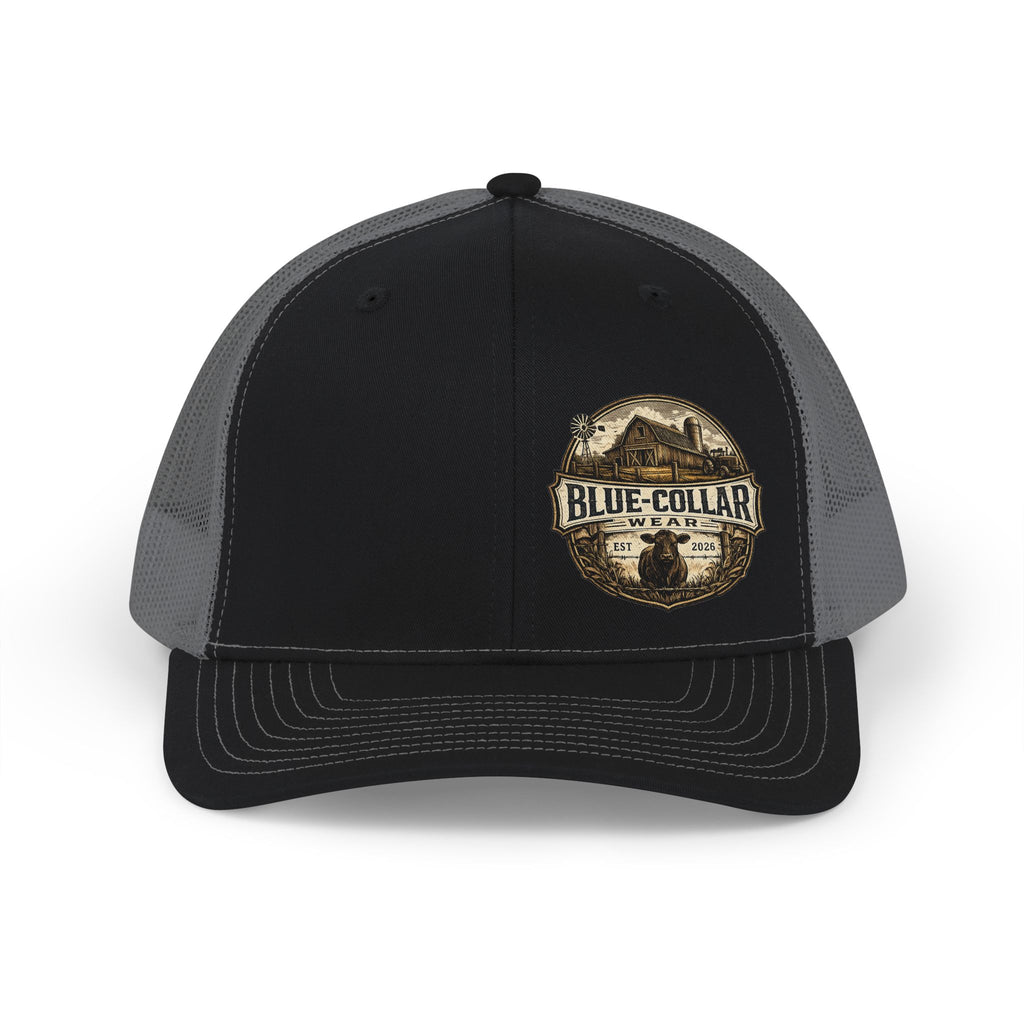 Blue-Collar Farmer Vintage Patch Snapback Trucker Cap