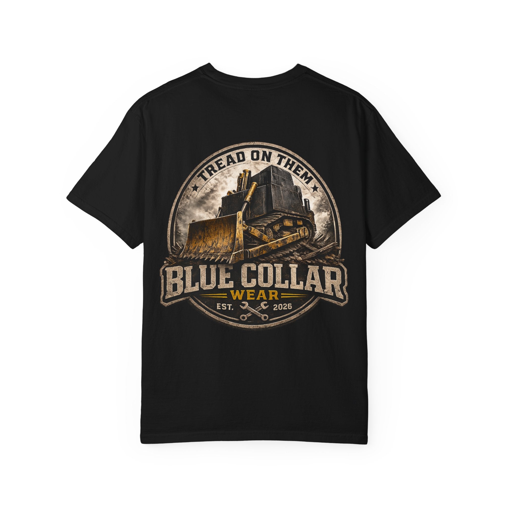 Blue Collar T-Shirt — "Tread On Them" Bulldozer Workwear Tee
