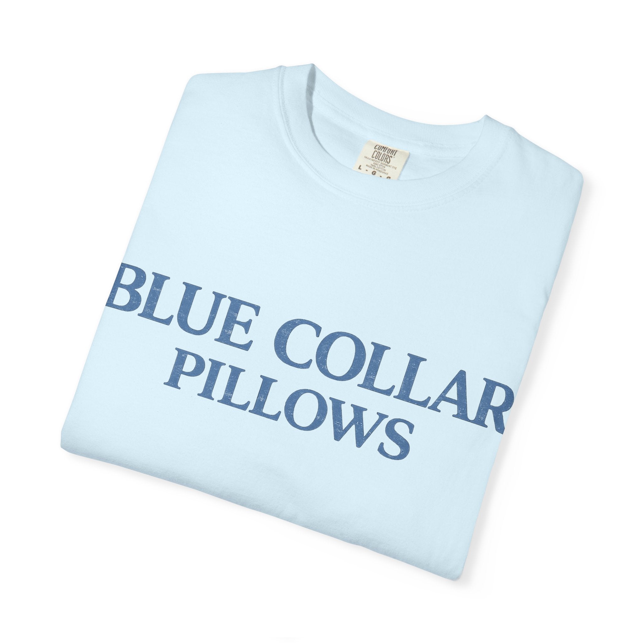 Blue Collar Pillows T-Shirt — Vintage Serif Logo Tee