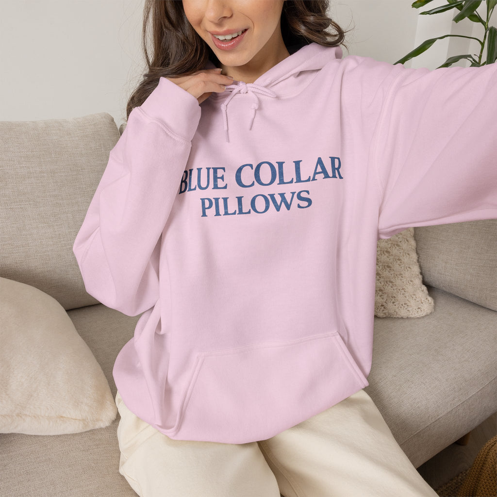 Blue Collar Pillows Hoodie — Minimalist Workwear-Inspired Pullover
