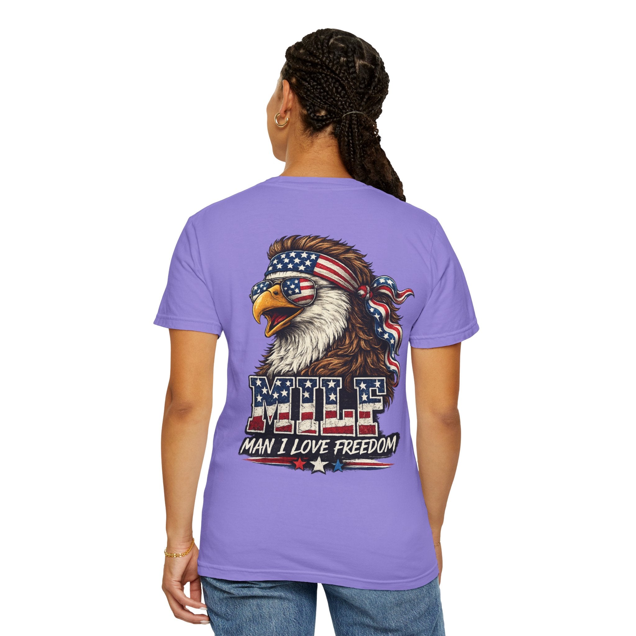 T-Shirt — 'MILE Man I Love Freedom' Patriotic Eagle Graphic