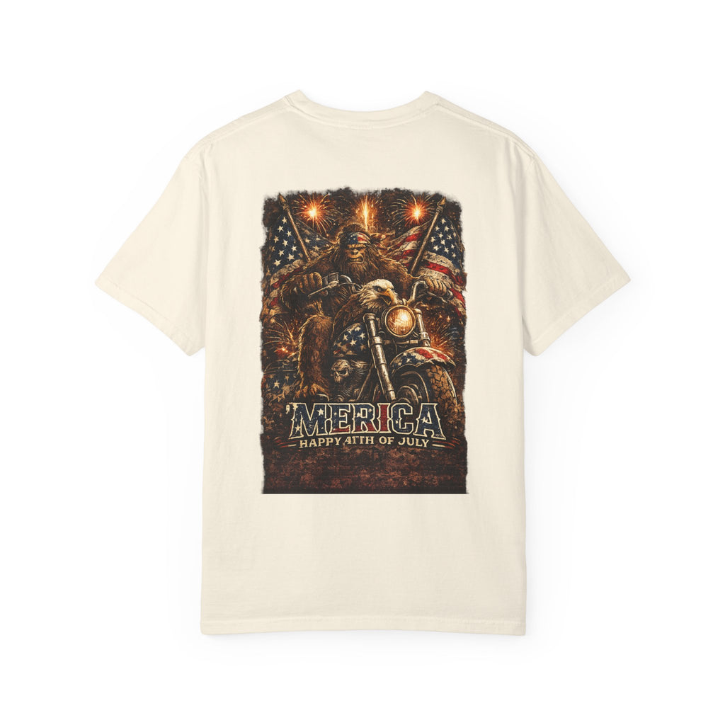 'Merica Motorcycle Eagle T-Shirt — Blue Collar 4th of July Graphic Tee