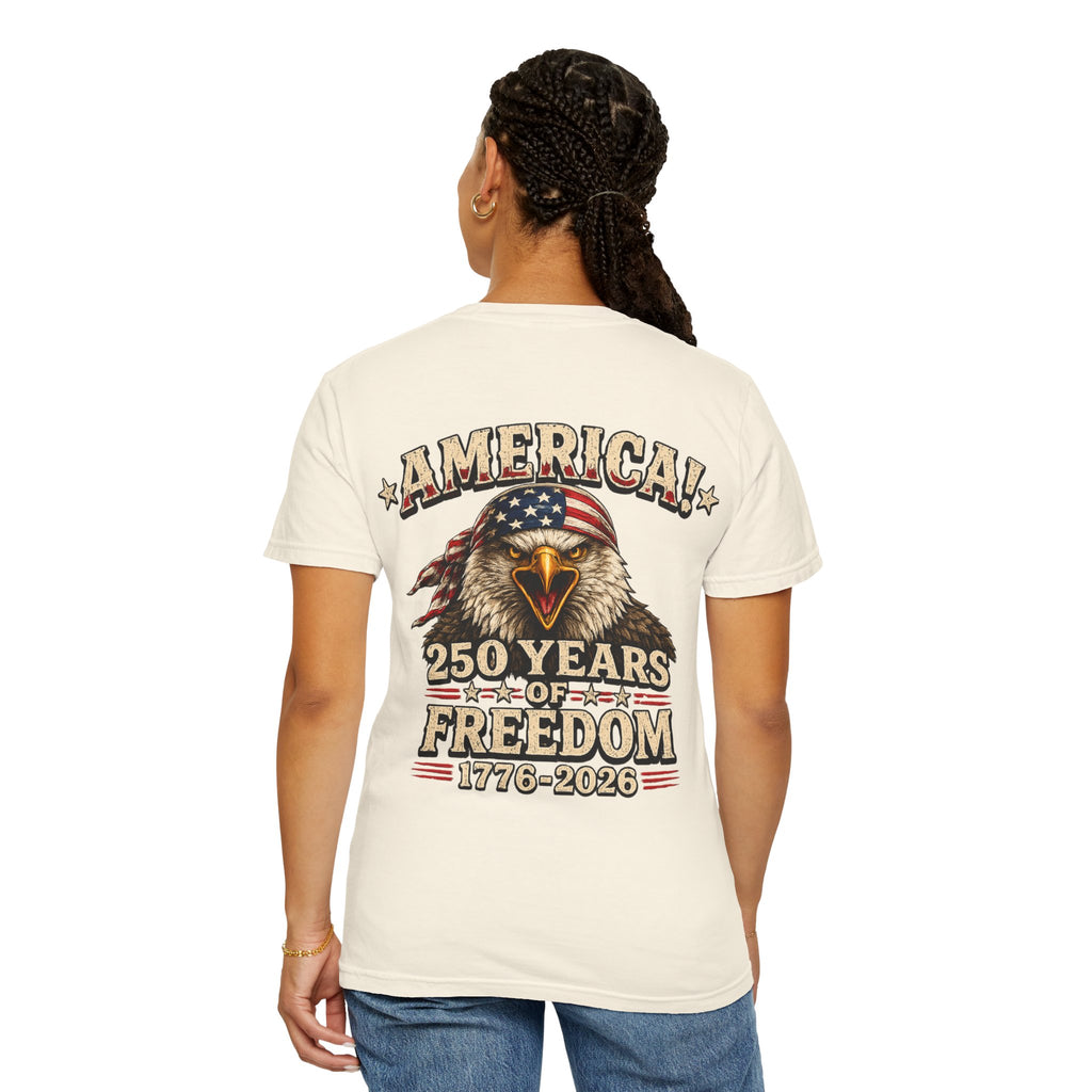 250 Years of Freedom Eagle T-Shirt — America 1776–2026 Patriotic Tee