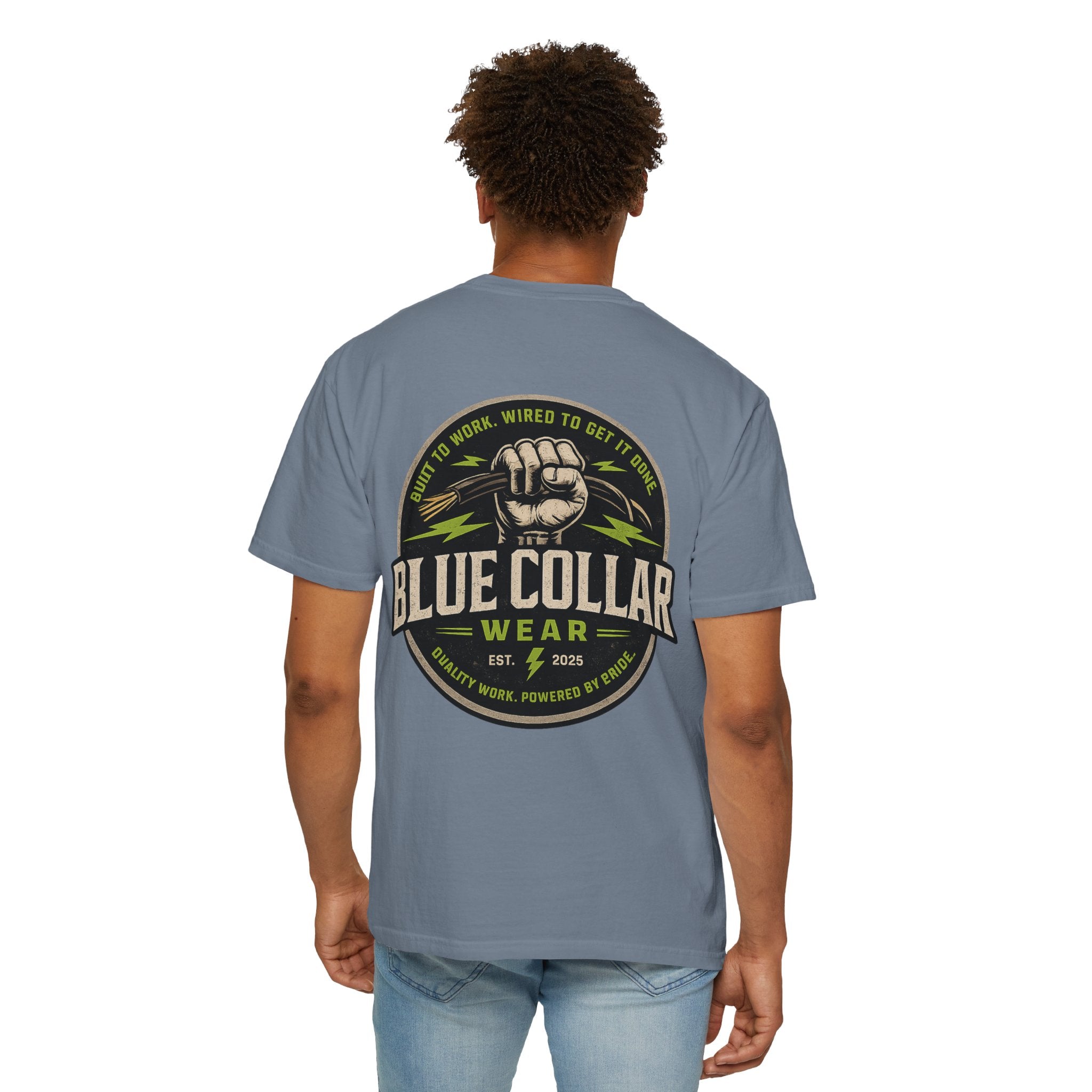 Blue Collar Wear T‑Shirt — Workwear Graphic Tee (“Blue Collar” Fist Logo)