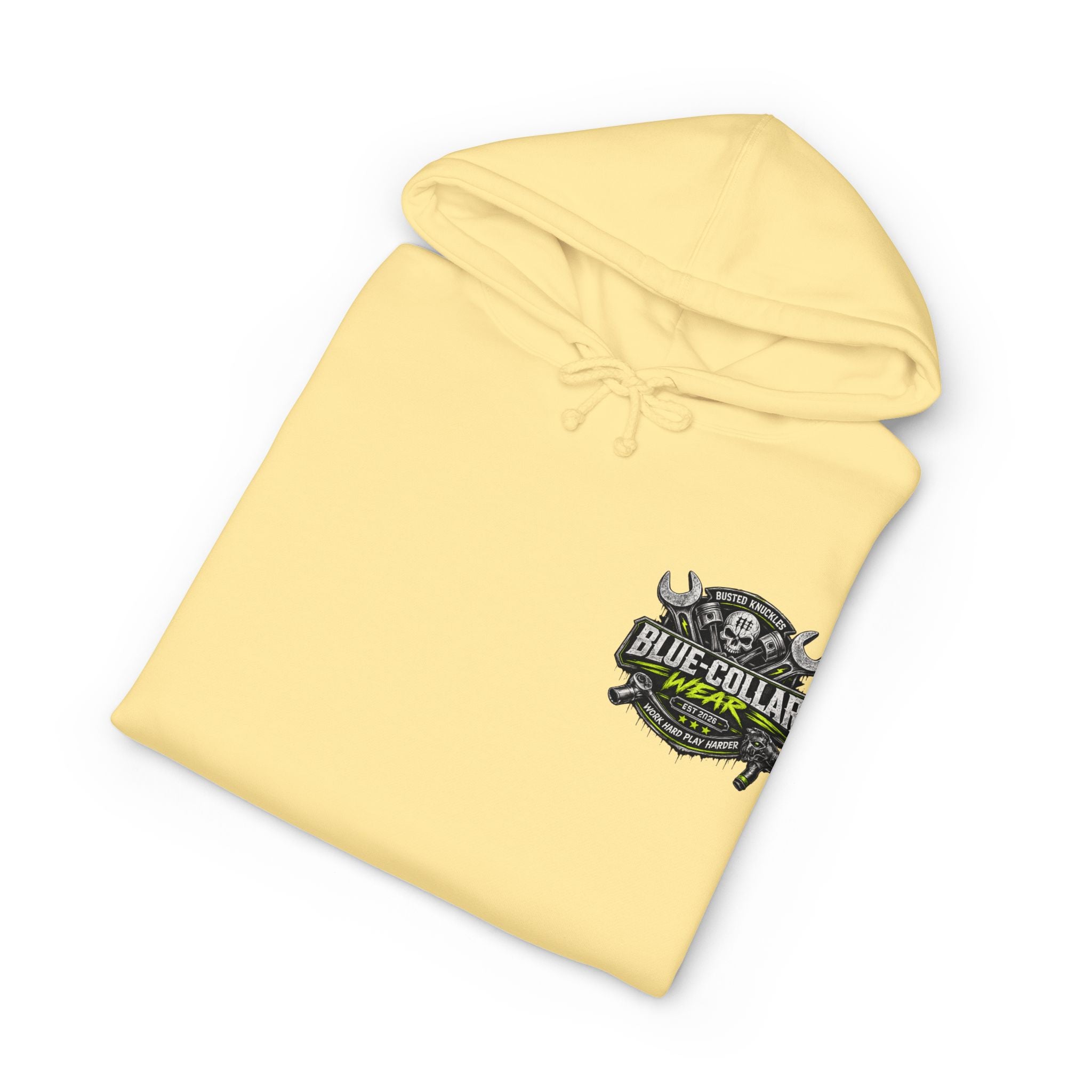 Blue-Collar Wear Hoodie Mechanic — "Blue-Collar Wear" Skull & Wrench Workwear Pullover