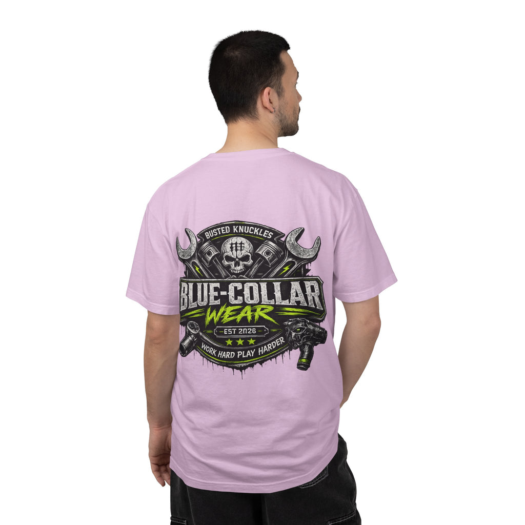 Blue-Collar Wear T-Shirt Mechanic – 'Work Hard Play Harder' Vintage Mechanics Tee