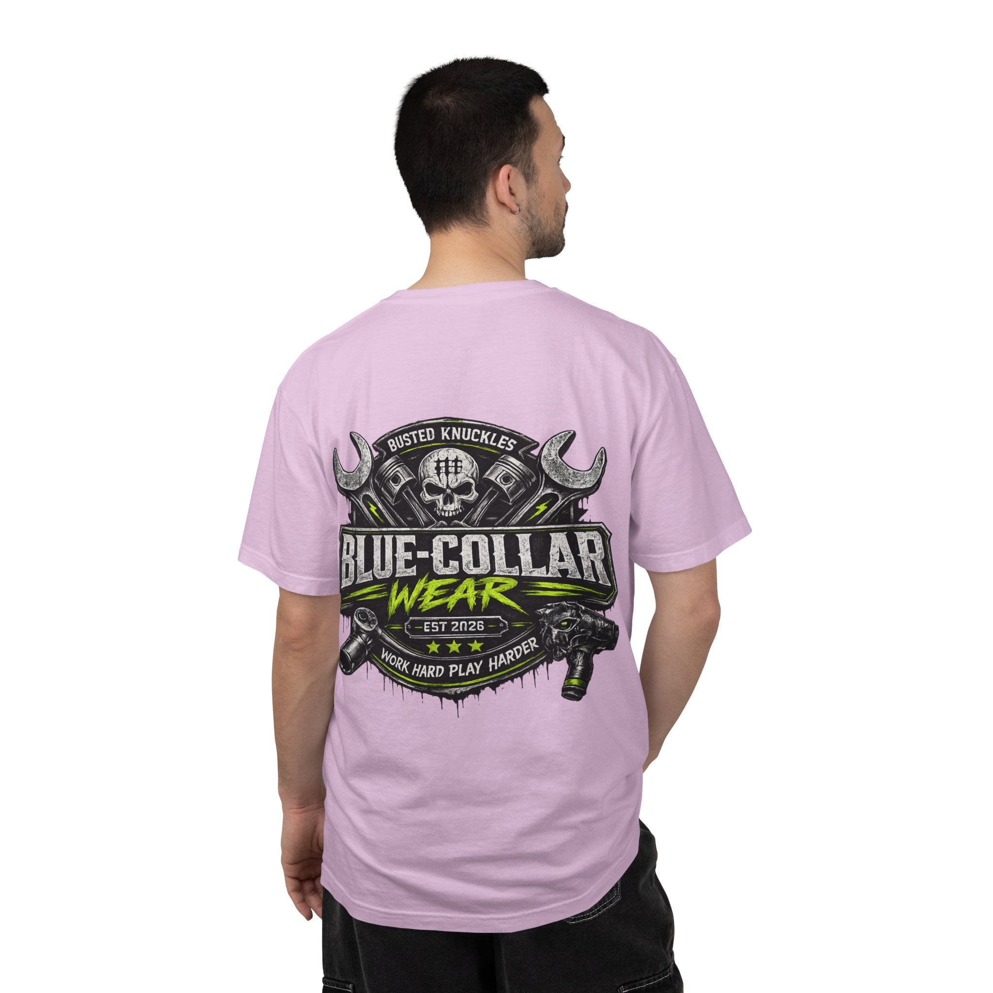Blue-Collar Wear T-Shirt Mechanic – 'Work Hard Play Harder' Vintage Mechanics Tee