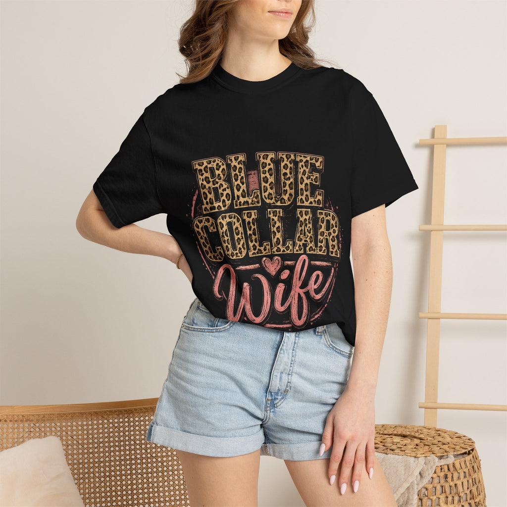 Blue Collar Wife T-Shirt — Leopard Print "Blue Collar Wife" Graphic Tee