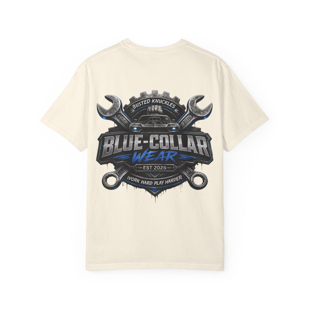 Blue-Collar Wear T-Shirt Mechanic — Busted Knuckles Mechanics Graphic Tee