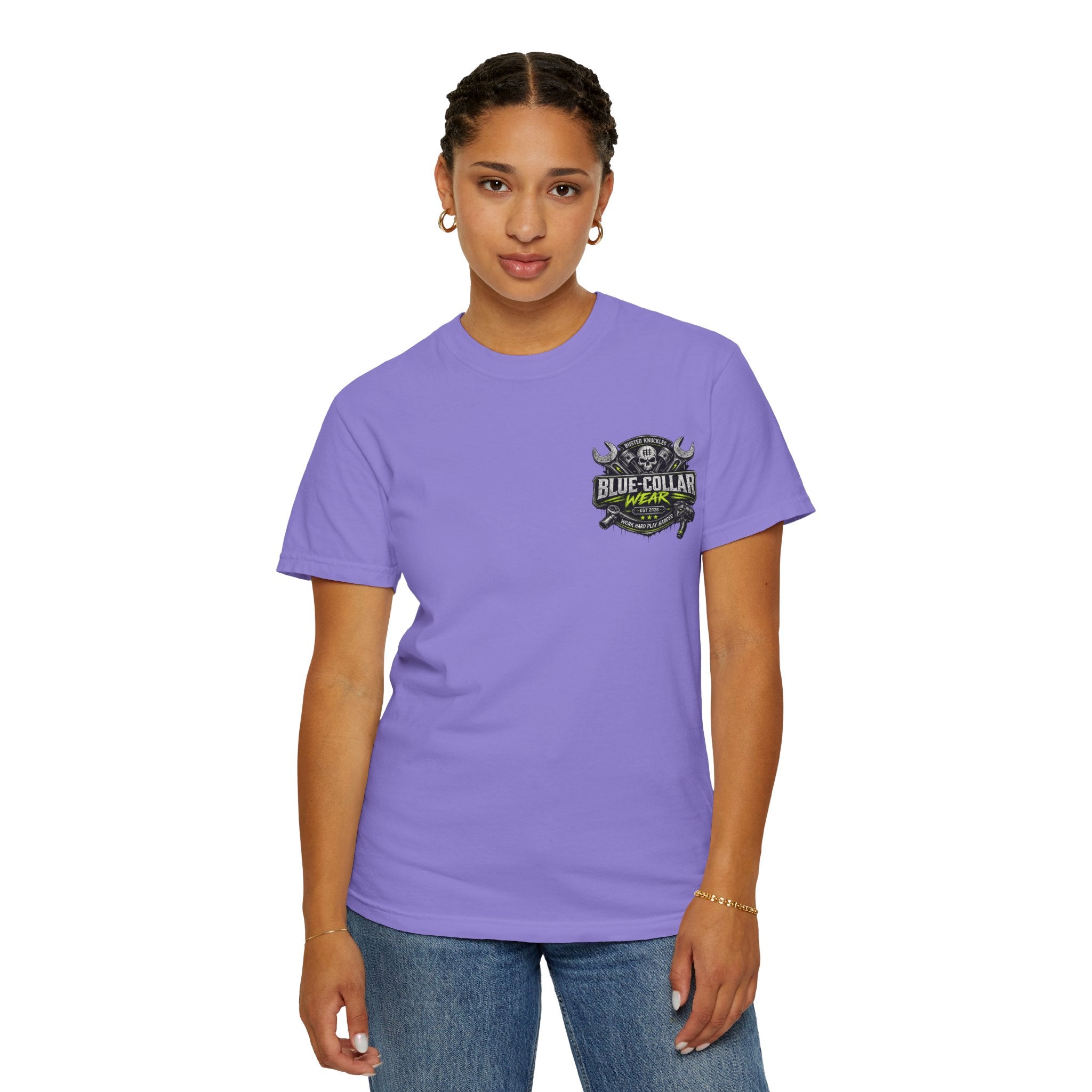 Blue-Collar Wear T-Shirt Mechanic — "Busted Knuckles" Workwear Graphic
