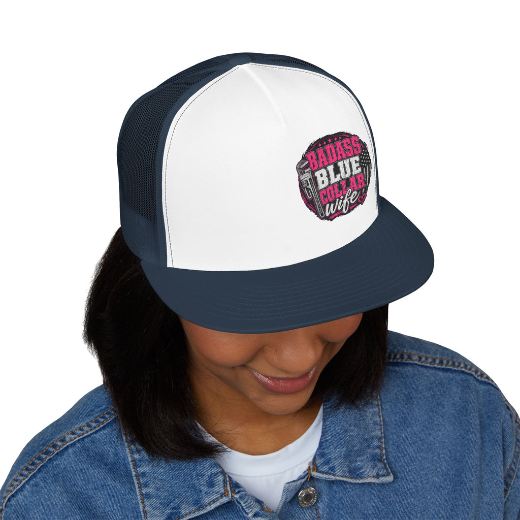 Badass Blue Collar Wife Trucker Cap