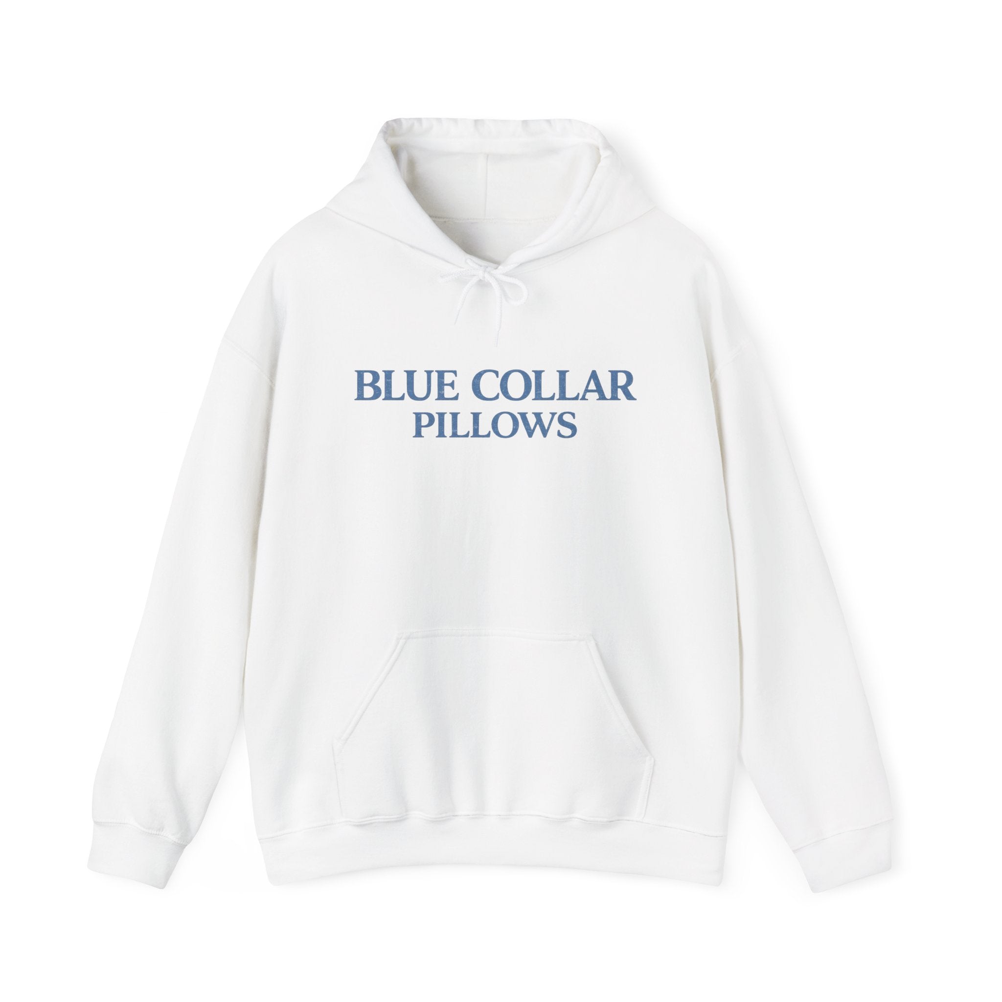 Blue Collar Pillows Hoodie — Minimalist Workwear-Inspired Pullover