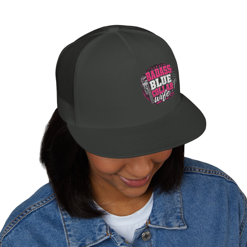 Badass Blue Collar Wife Trucker Cap