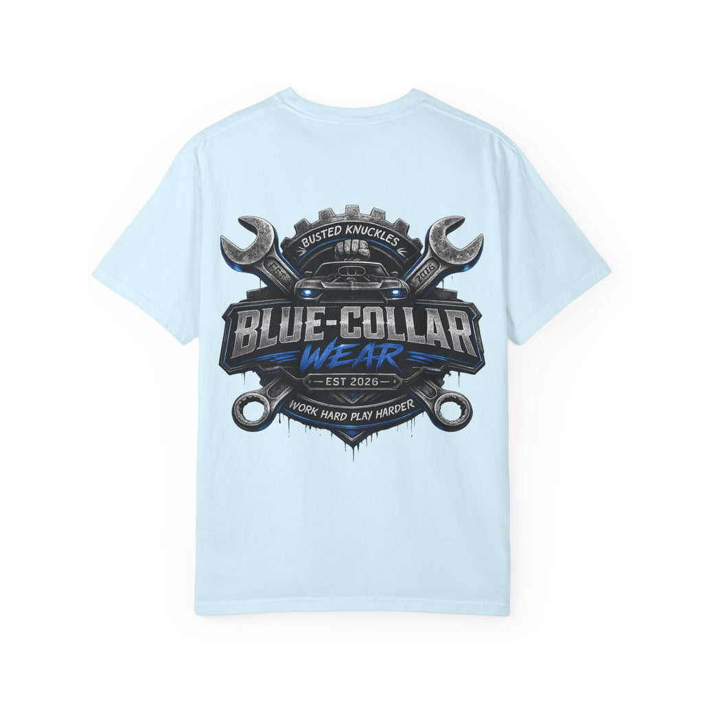 Blue-Collar Wear T-Shirt Mechanic — Busted Knuckles Mechanics Graphic Tee