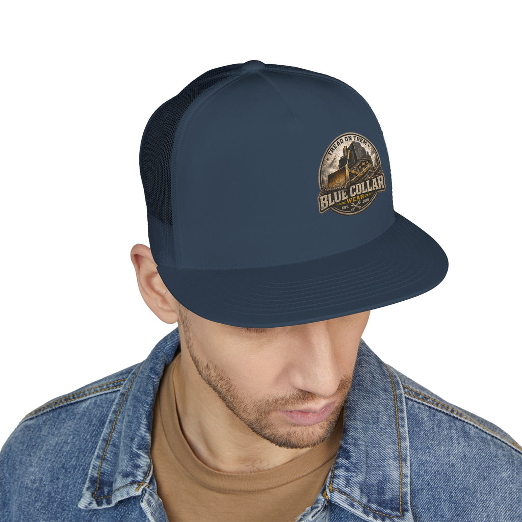 Blue Collar Workwear Trucker Cap — Lead On Team Vintage Construction Logo