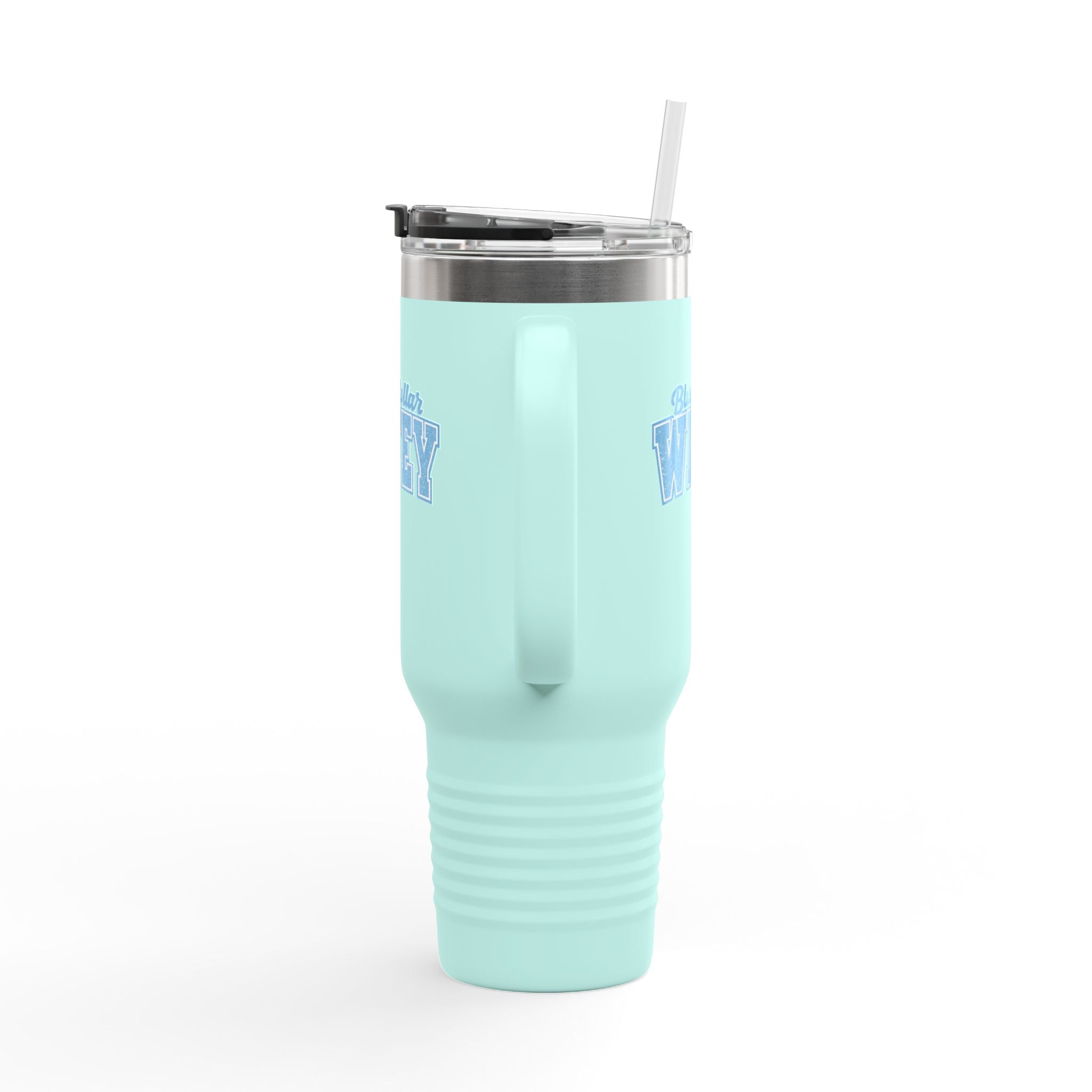 40oz Insulated Travel Mug — "Blue Collar Wifey" Rustic Workwife Coffee Tumbler
