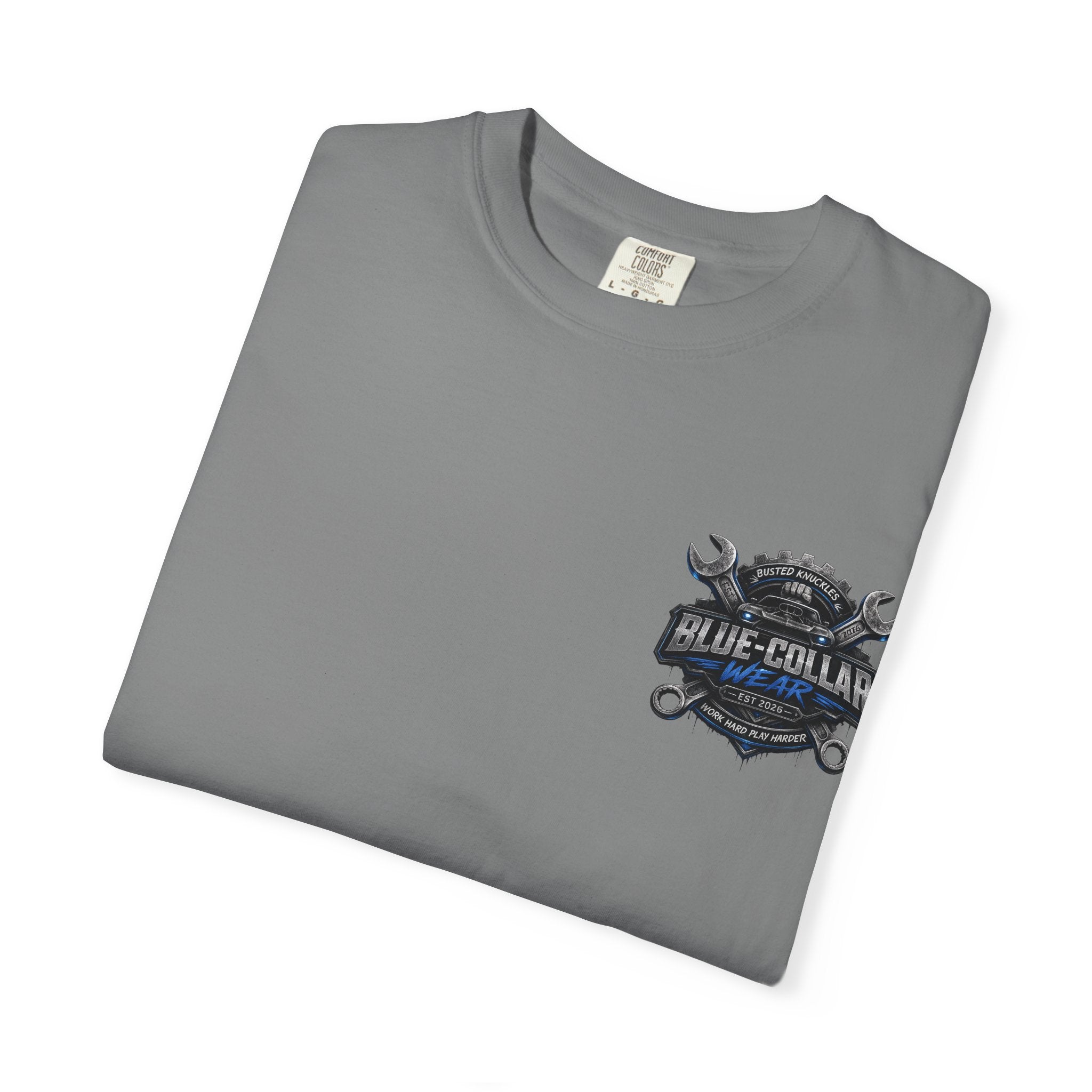 Blue-Collar Wear T-Shirt Mechanic — Busted Knuckles Mechanics Graphic Tee