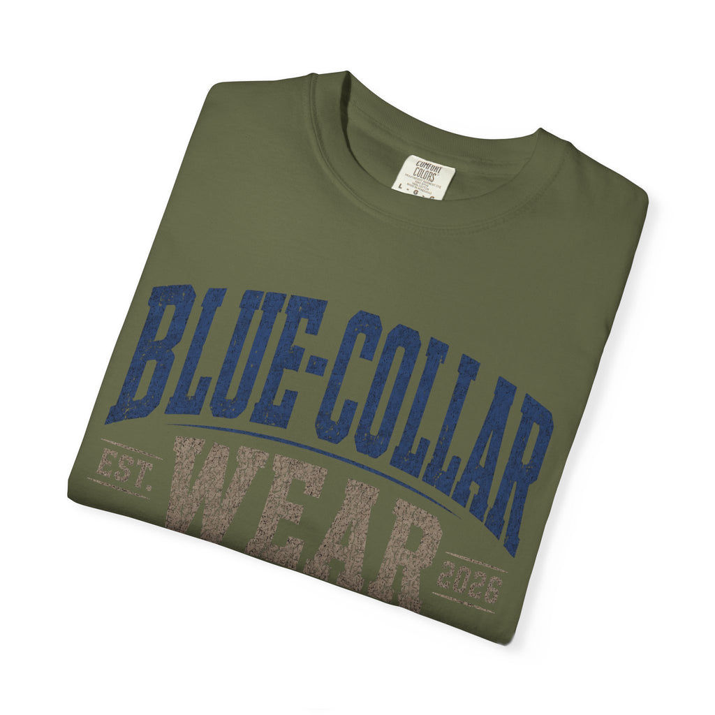 Blue-Collar Wear T-Shirt — "Work Hard • Play Harder" Retro Workwear Tee