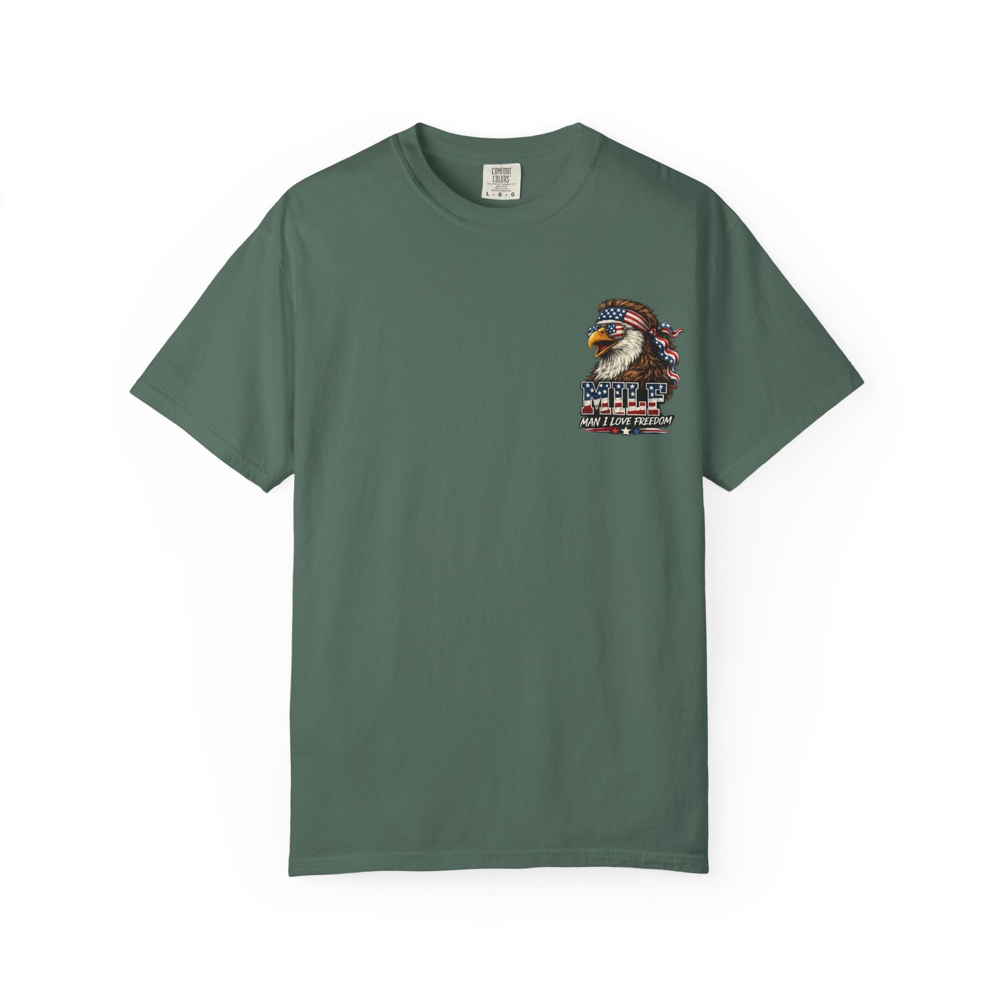 T-Shirt — 'MILE Man I Love Freedom' Patriotic Eagle Graphic