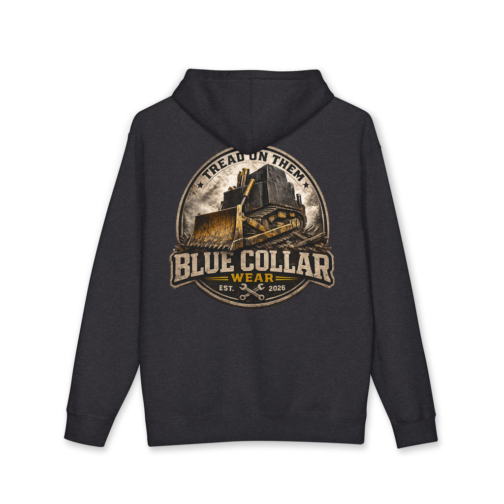Blue Collar Hoodie — Vintage Workwear 'Tread On Them' Heavyweight Hooded Sweatshirt