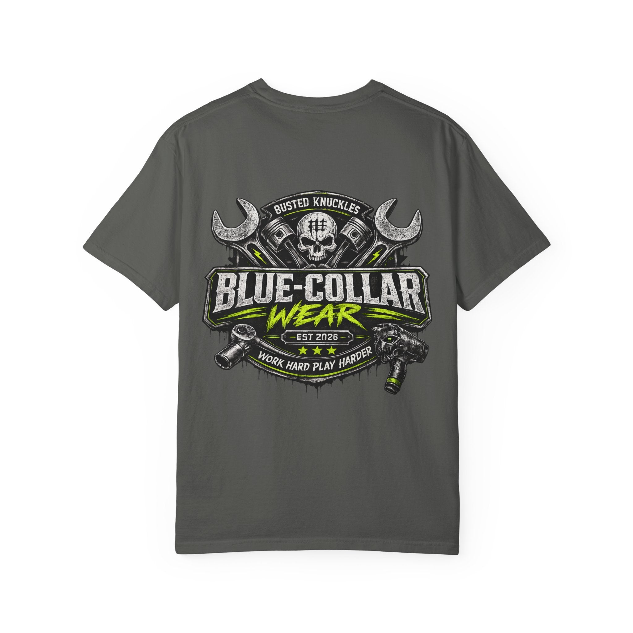Blue-Collar Wear T-Shirt Mechanic – 'Work Hard Play Harder' Vintage Mechanics Tee