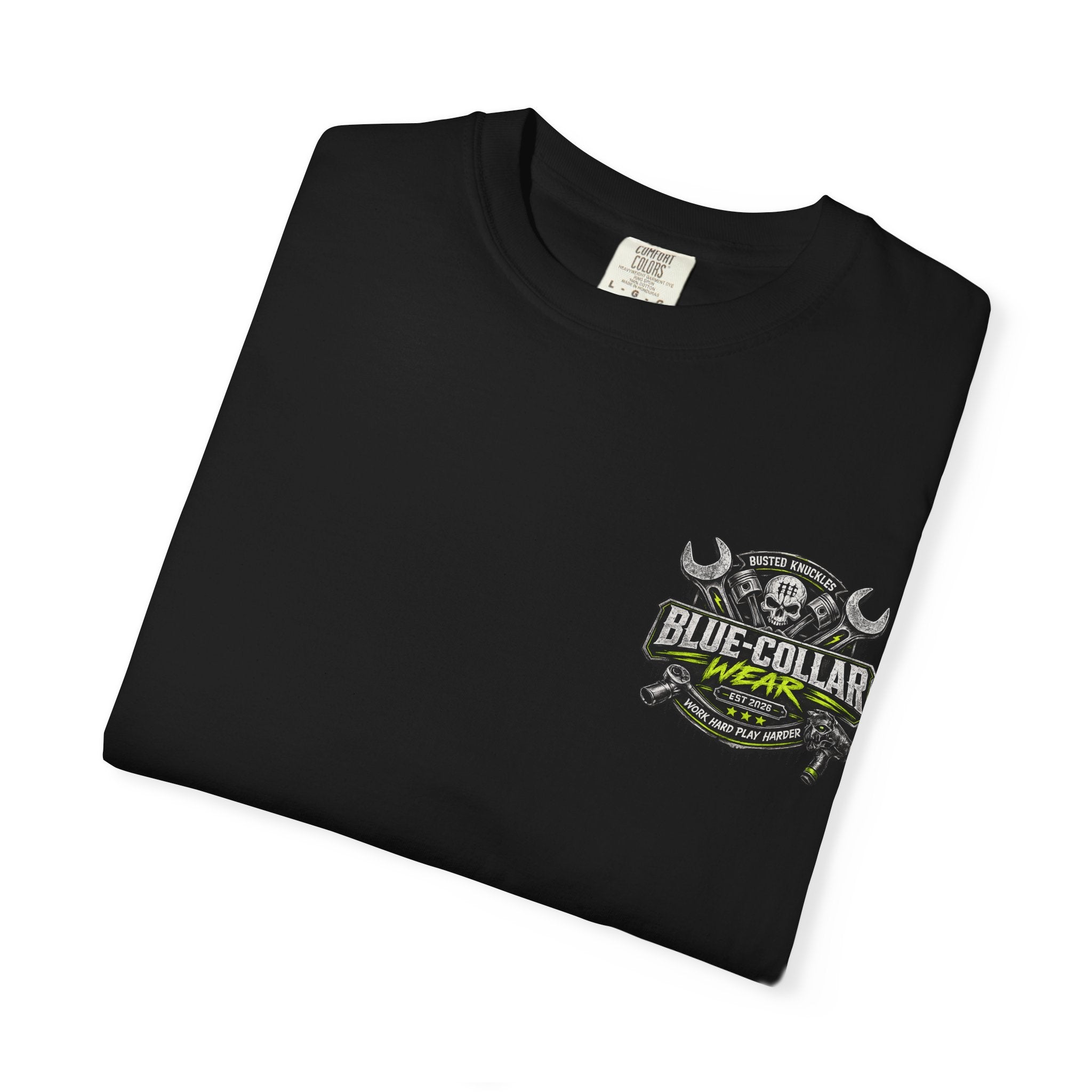 Blue-Collar Wear T-Shirt Mechanic – 'Work Hard Play Harder' Vintage Mechanics Tee