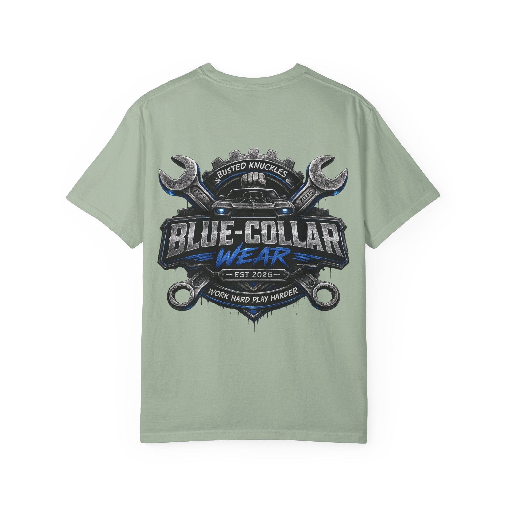 Blue-Collar Wear T-Shirt Mechanic — Busted Knuckles Mechanics Graphic Tee